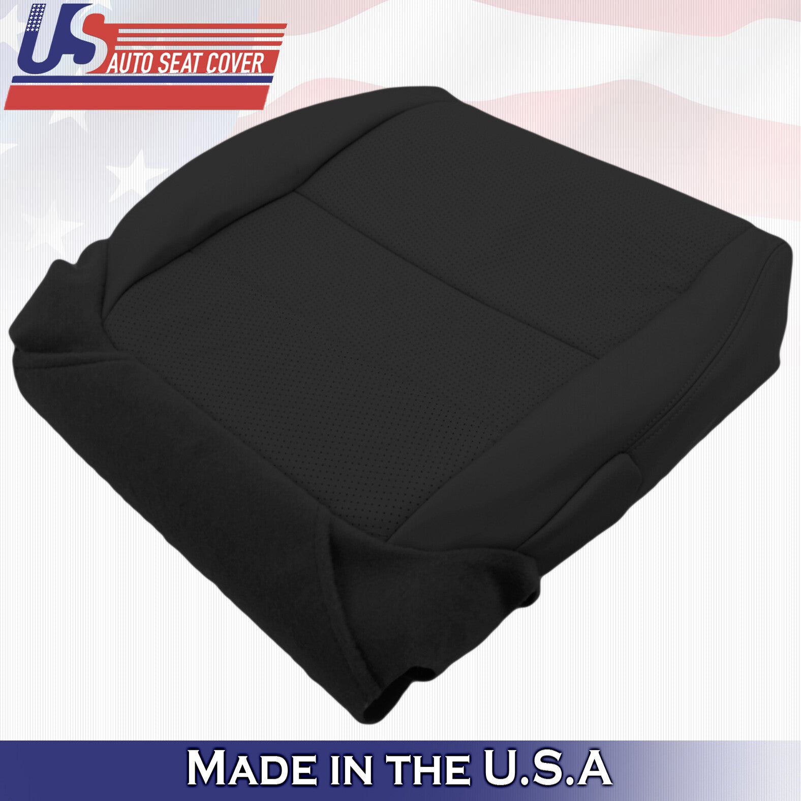 2004 Fits Acura TL Driver Passenger Top & Bottom Perforated Leather Covers BLK