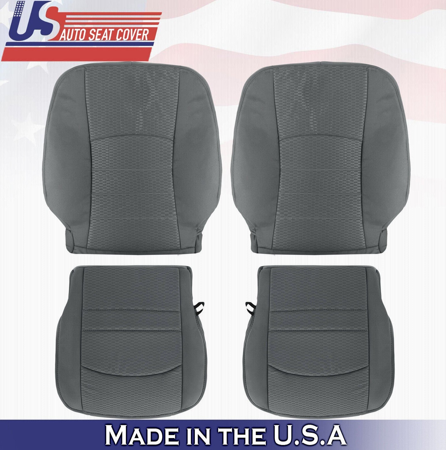 2013 to 2018 For Dodge Ram 4500 SLT 2x Top & 2x Bottom Cloth Seat Covers Gray