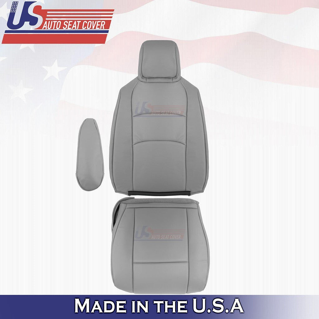 2009 to 2014 Fits Ford E150 Front Set Bottoms-Tops-Armrests Vinyl Cover Gray