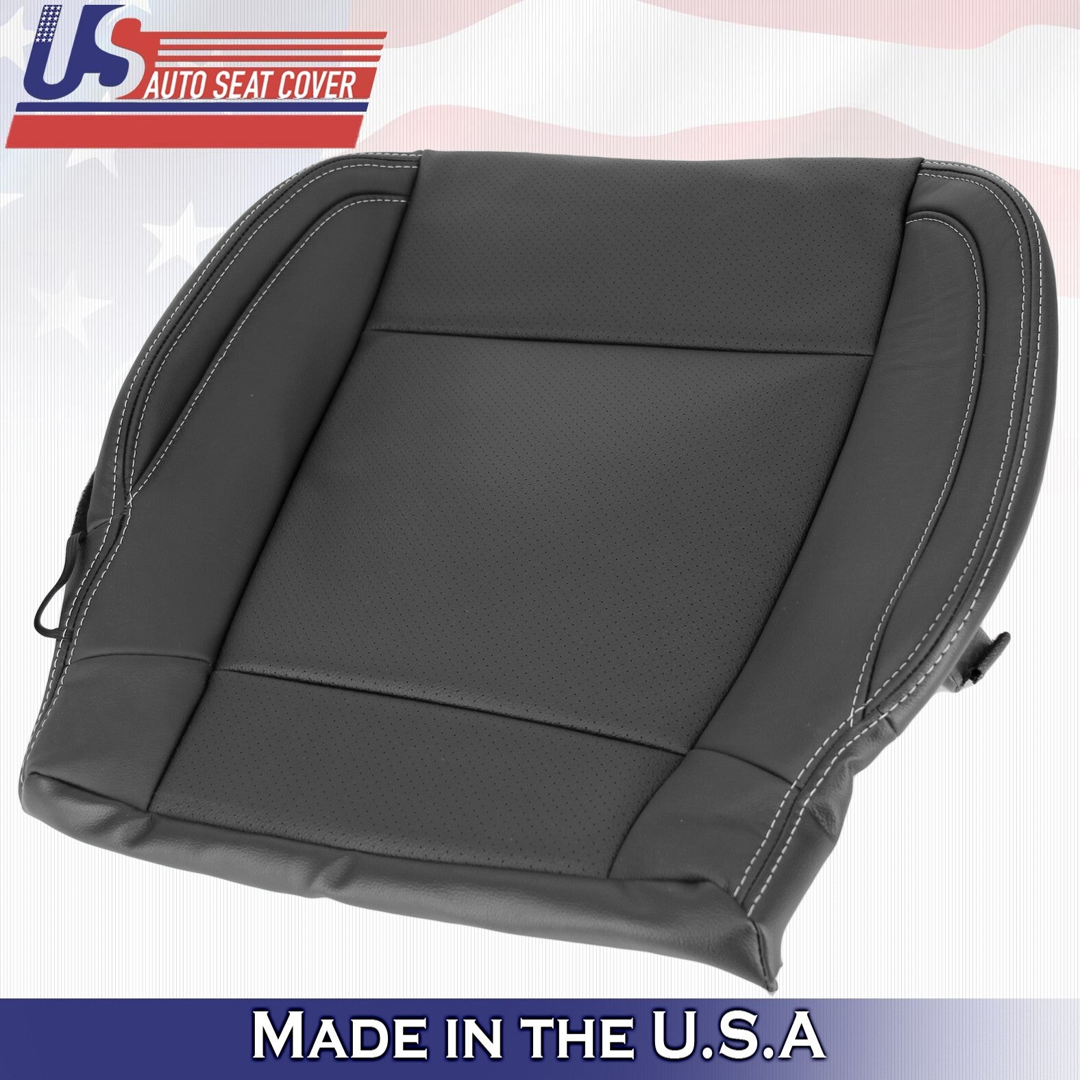 2015 2016 2017 Fits Ford F150 Lariat Driver Top&Bottom Leather Seat Covers Black
