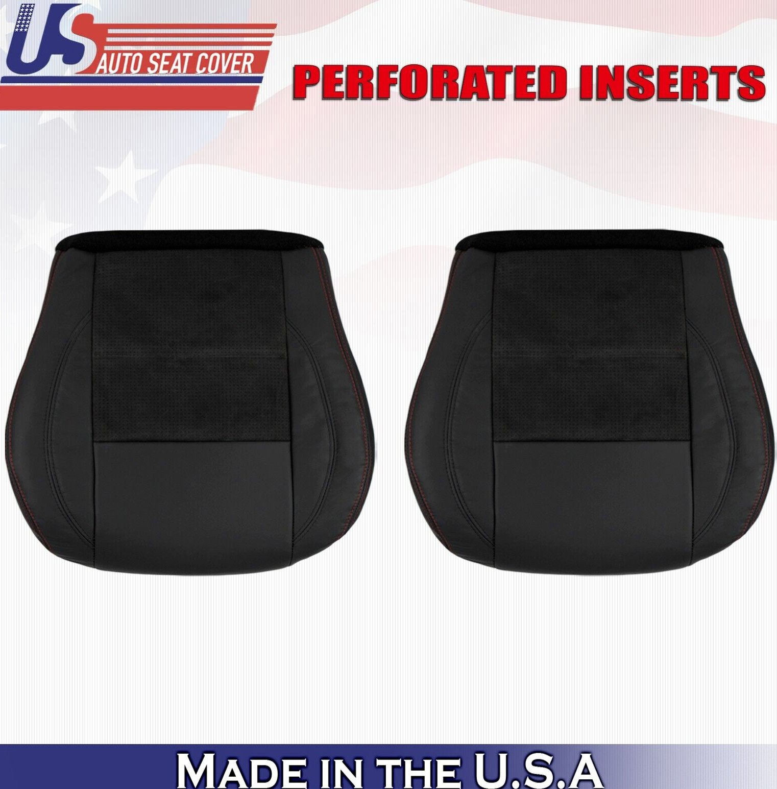 2010 For Dodge Charger RT Driver & Passenger Bottom Perf Leather Seat Covers BLK