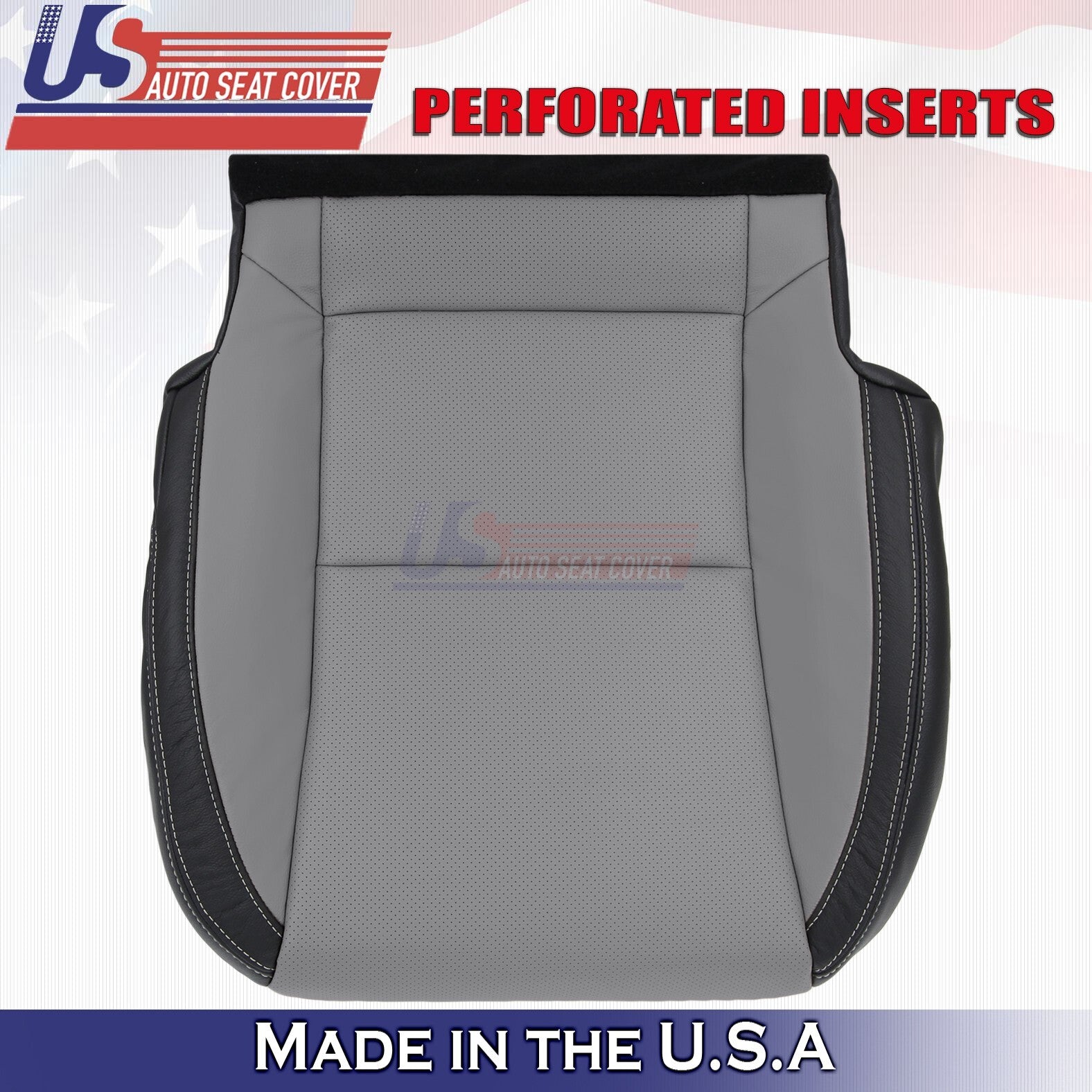 2010-2015 FOR Chevy Camaro Driver & Passenger Front Set Leather Cover Gray/Black
