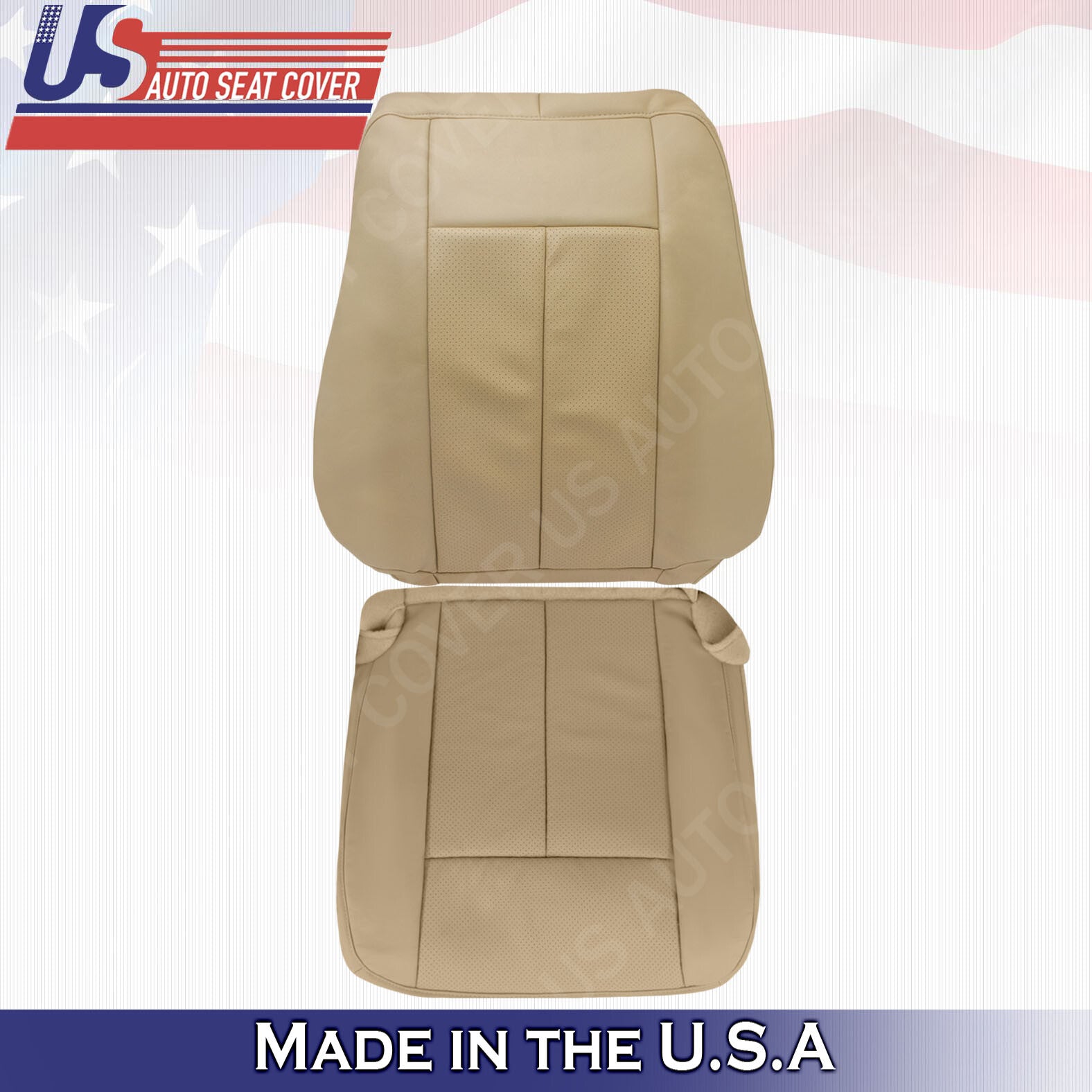 Driver & Passenger Vinyl Perforated Seat Covers Tan 2007 to 2014 Ford Expedition