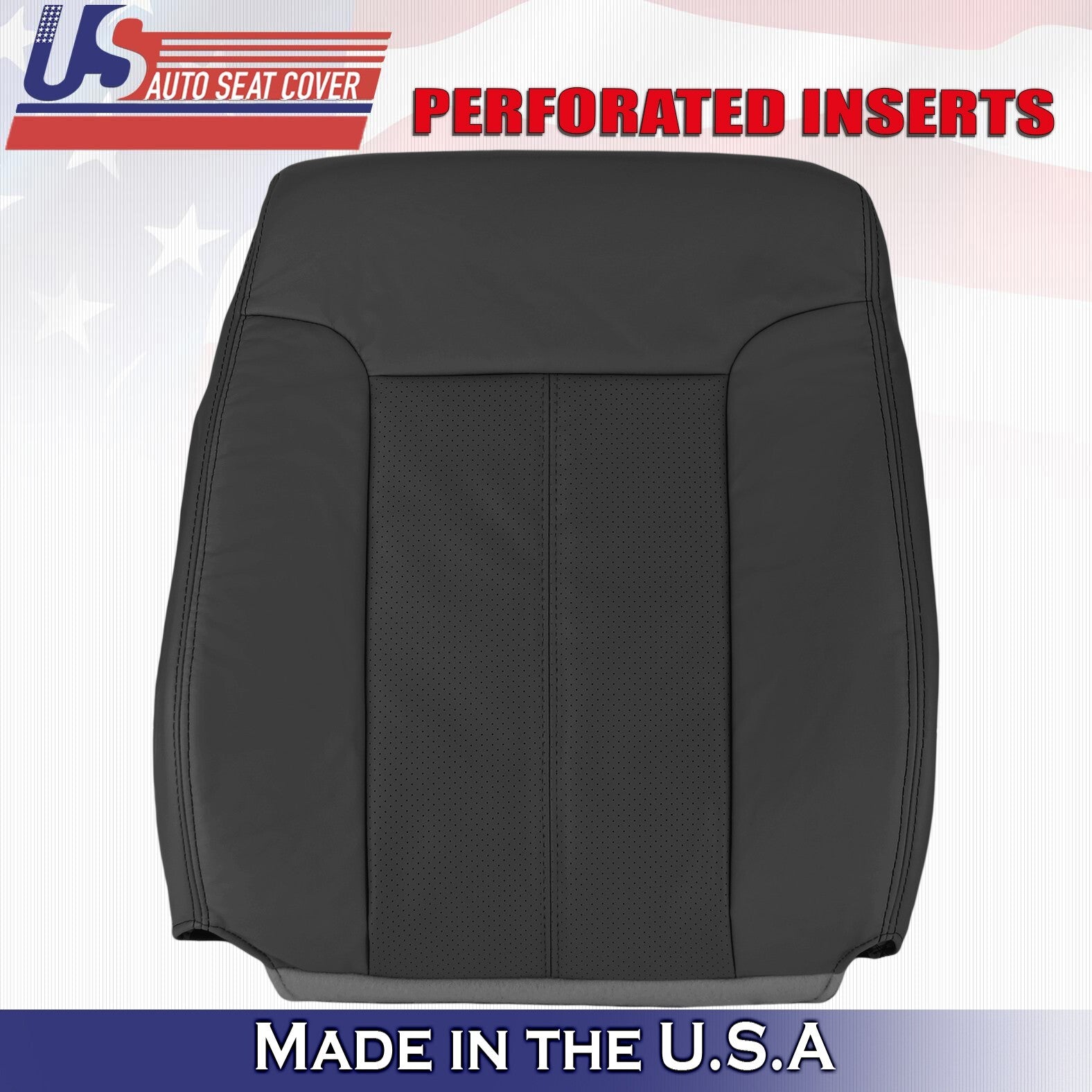 2011 to 2016 For Ford F250 F350 Lariat Passenger Top Perf Leather Seat Cover BLK