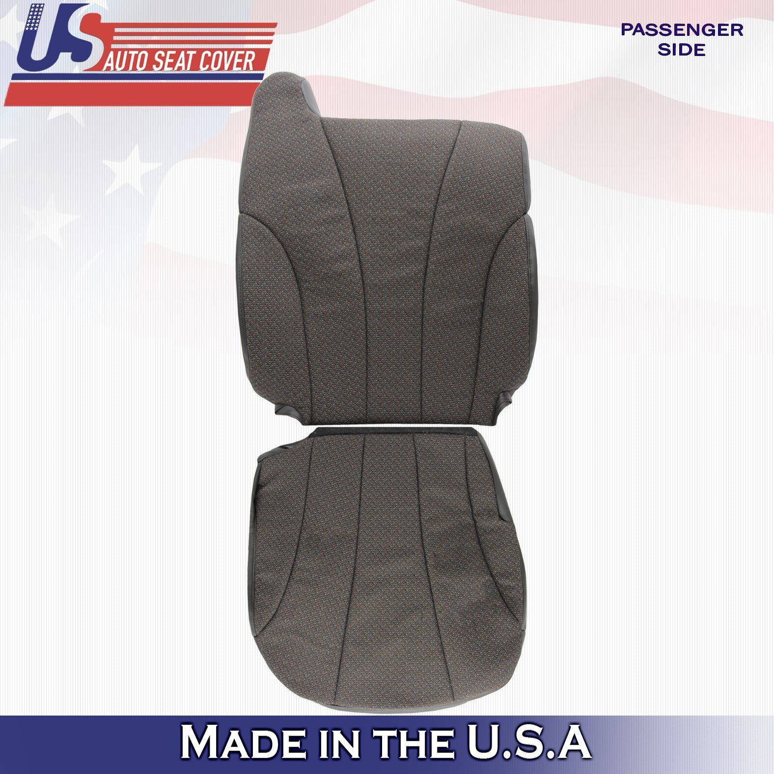 1999-2002 Fits Chevy Silverado WT Cloth Passenger Top & Bottom Seat Covers Gray