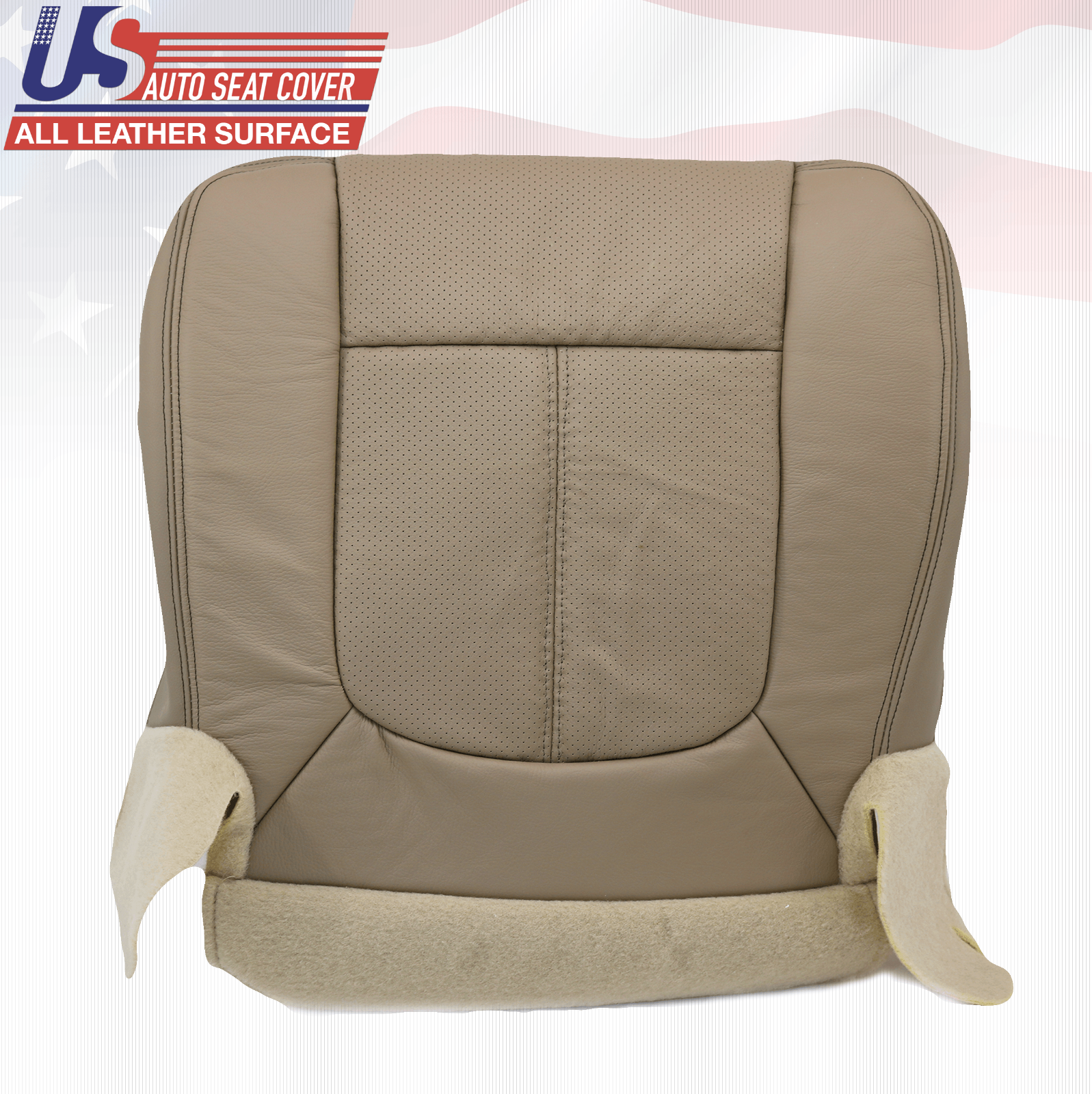 2011 2012 Ford F350 Lariat Driver Side Bottom Perforated Leather Seat Cover TAN