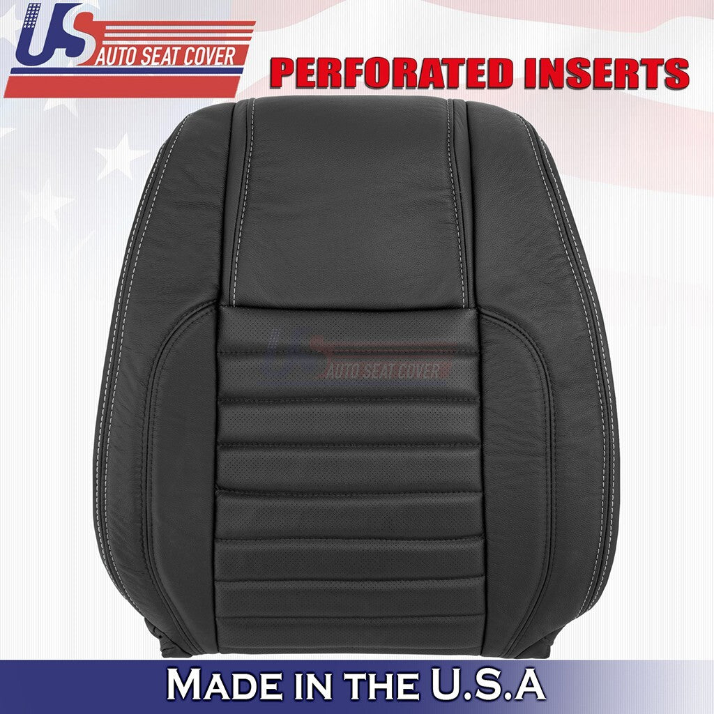 2010 to 2014 For Ford Mustang Front Set Top &Bottom Leather w/ Perf Cover Black