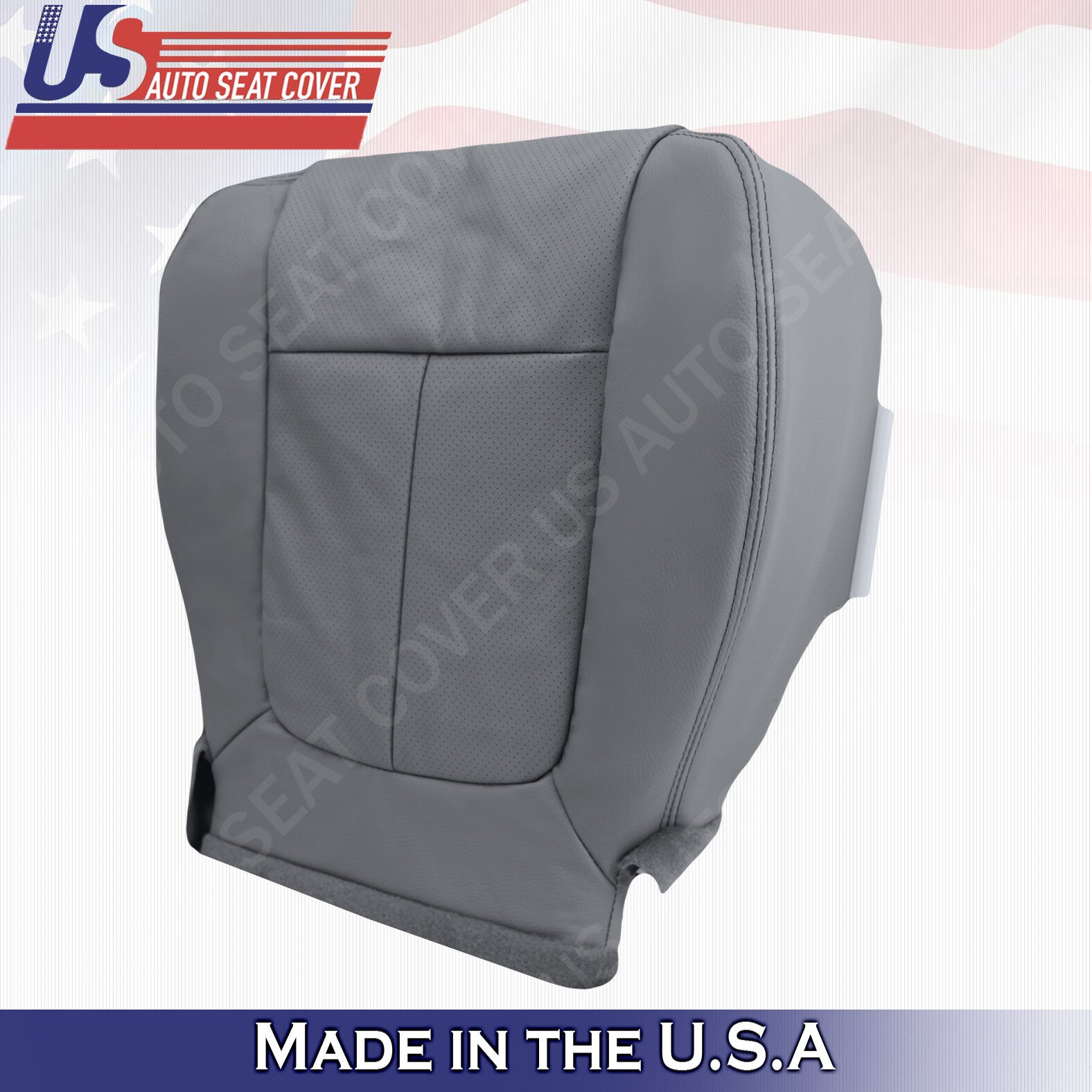 Passenger Bottom Perforated Leather Seat Cover 2011 to 2014 Ford F150 Steel Gray