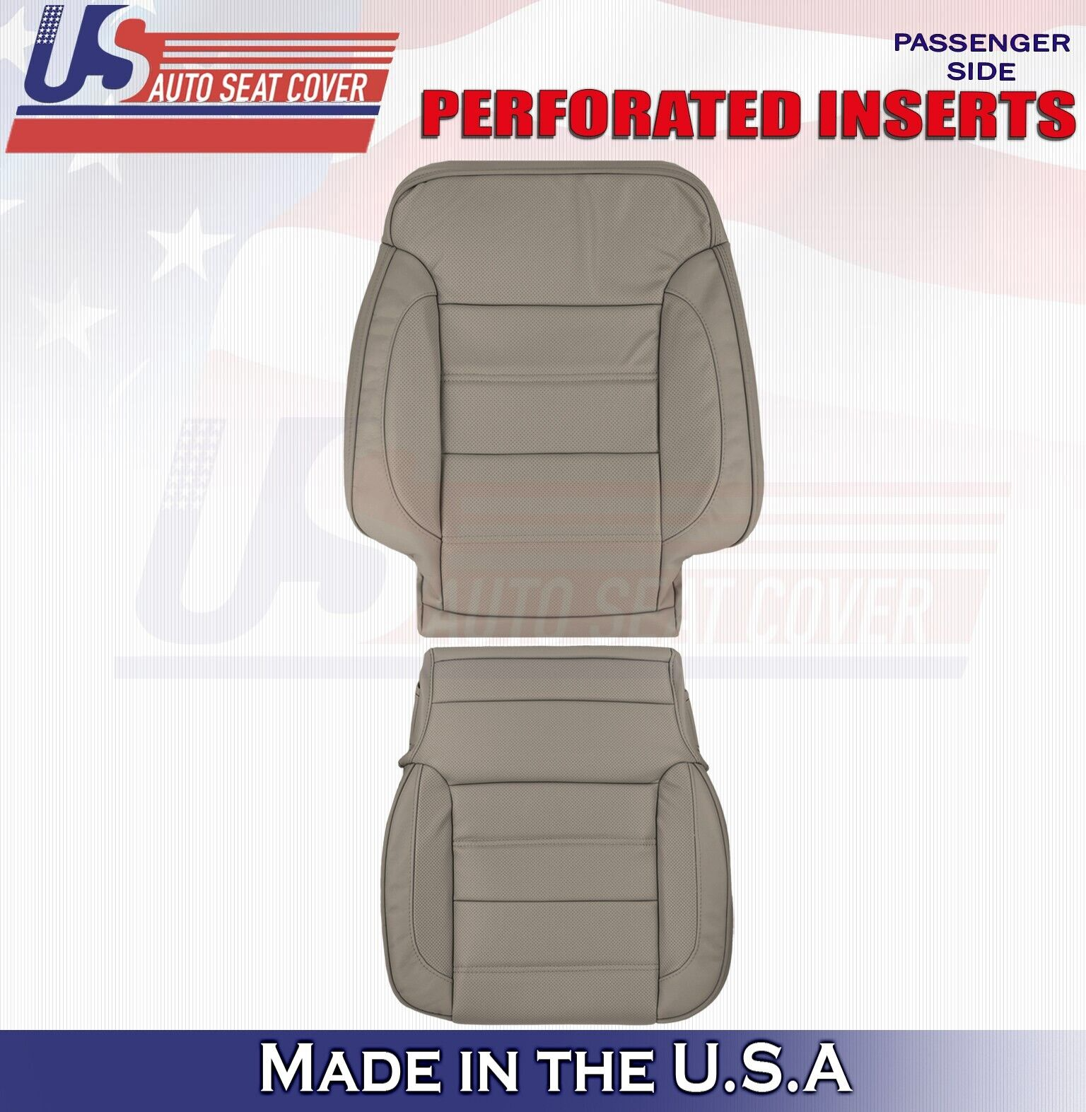 2017 For GMC Sierra Denali Front Passenger Top & Bottom Leather Seat Covers Tan