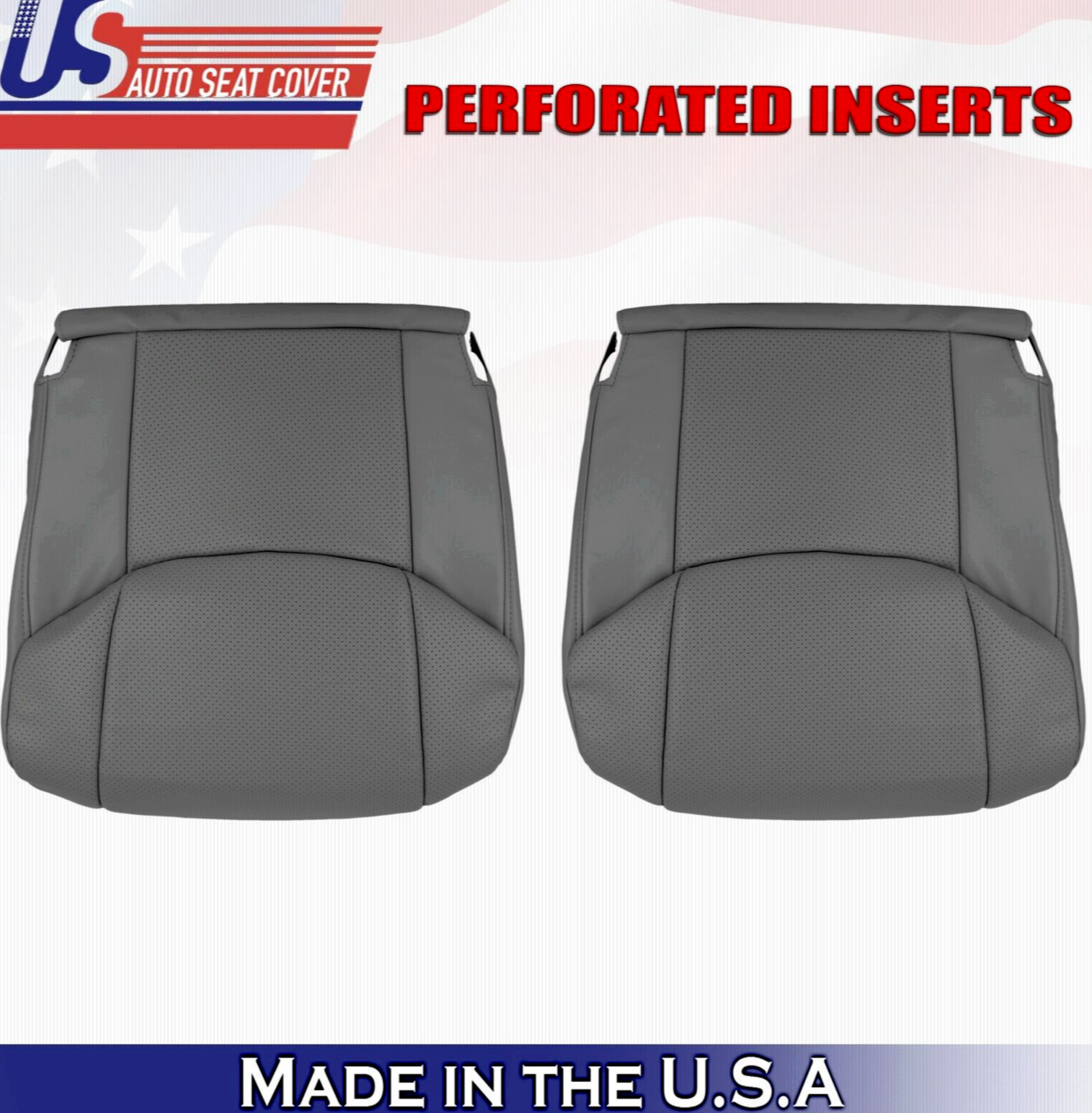 2011 For Toyota Avalon Driver & Passenger 2x Bottom Perf Leather Covers Graphite