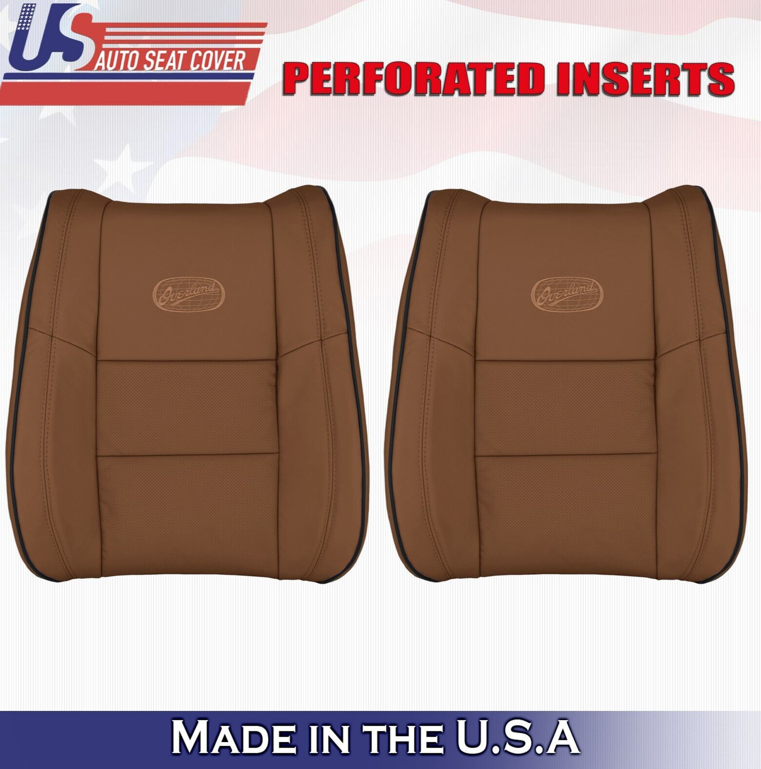 2012 For Jeep Grand Cherokee OVERLAND Driver Passenger Top Leather Covers Brown