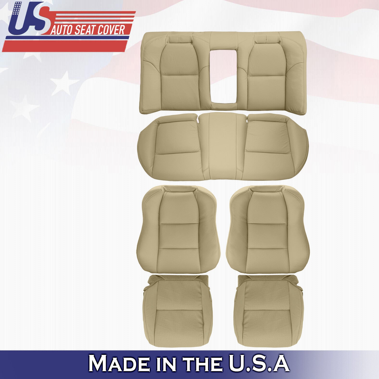 2004 Fits Acura TL Front & Rear Top & Bottom 6PCS Perforated Leather Covers Tan