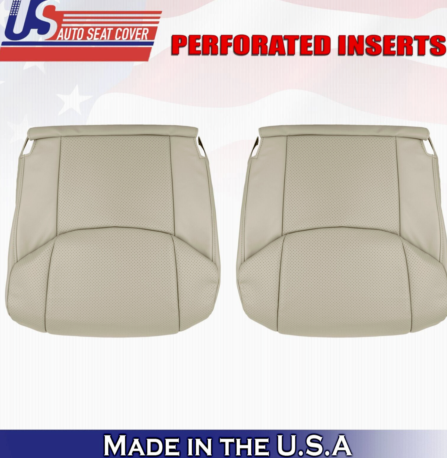 2010 For Toyota Avalon Driver & Passenger 2 Bottom Perforated Leather Covers Tan