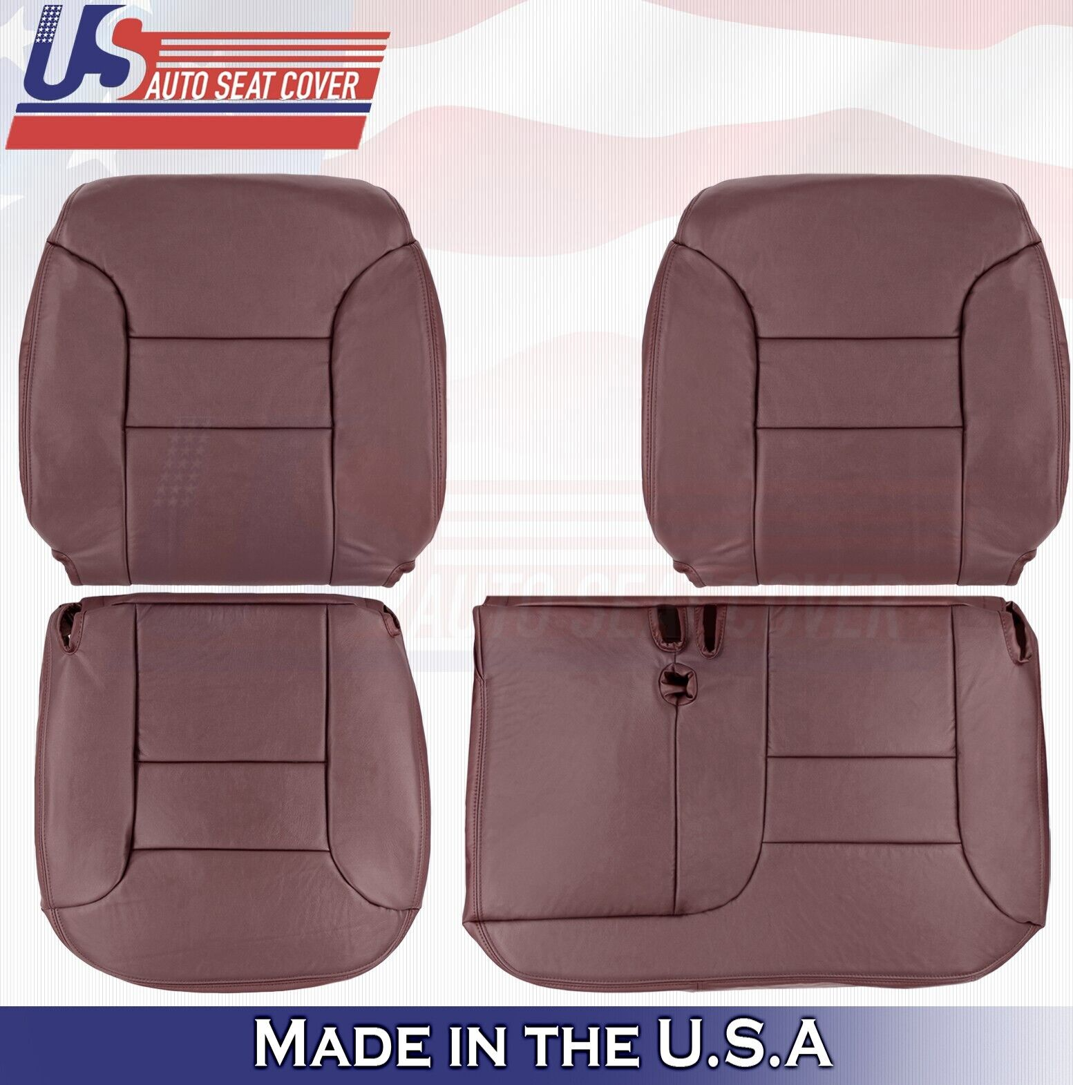 1997 1998 For Chevy Silverado 1500 2500 3500 2 Top & 2 Bottom Leather Covers Red