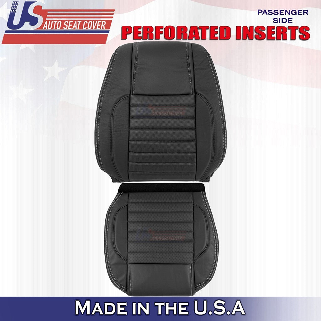 2010 to 2014 For Ford Mustang Passenger Top &Bottom Leather w/ Perf Cover Black