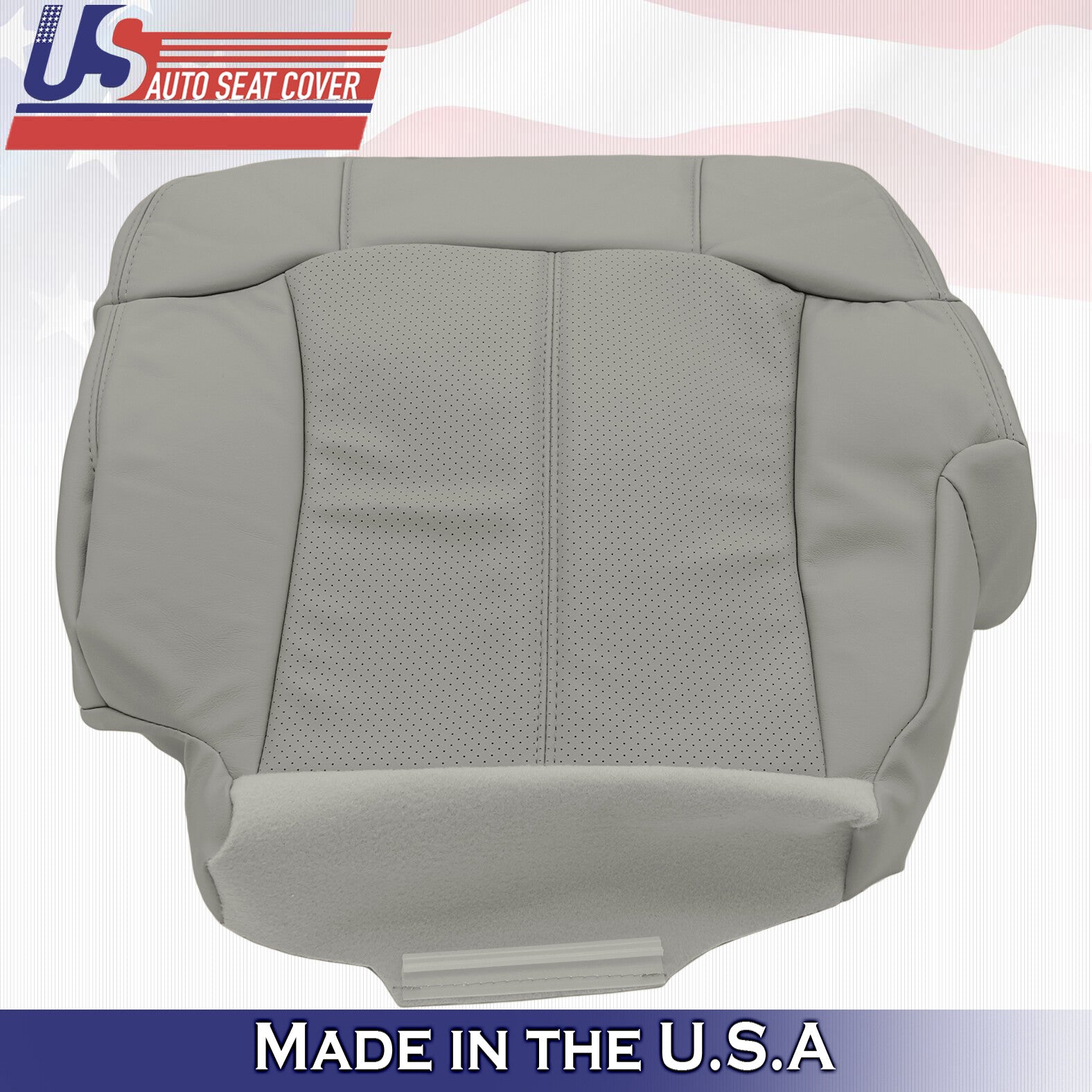 2002 For Cadillac Escalade 2 Top & 2 Bottom Perforated Leather Seat Covers Gray
