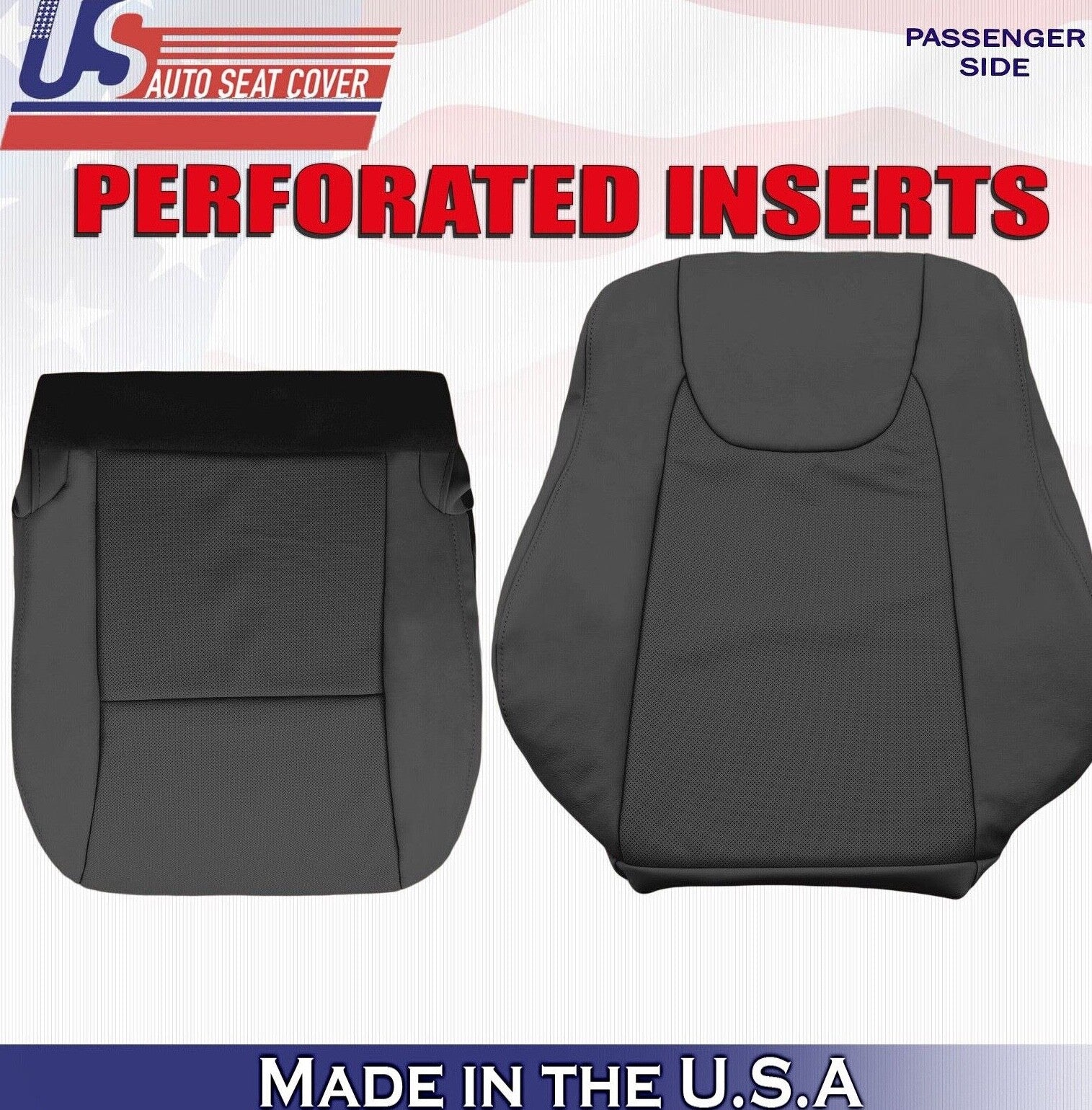 2012 For Lexus RX350 RX450H Passenger Top & Bottom Perf Leather Seat Covers BLK