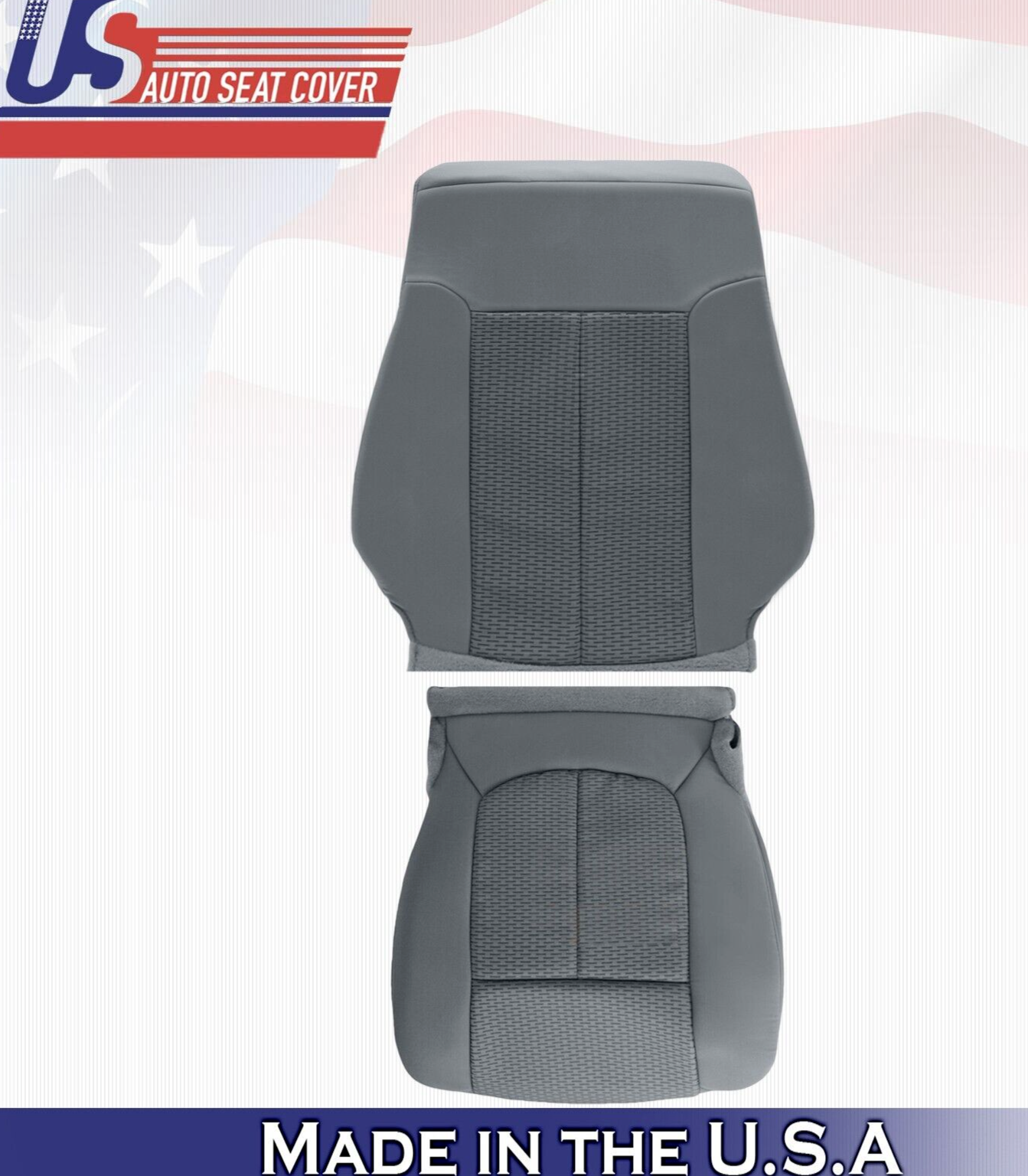 2014 2015 2016 For Ford F450 F550 XLT Driver Top & Bottom Cloth Seat Covers Gray