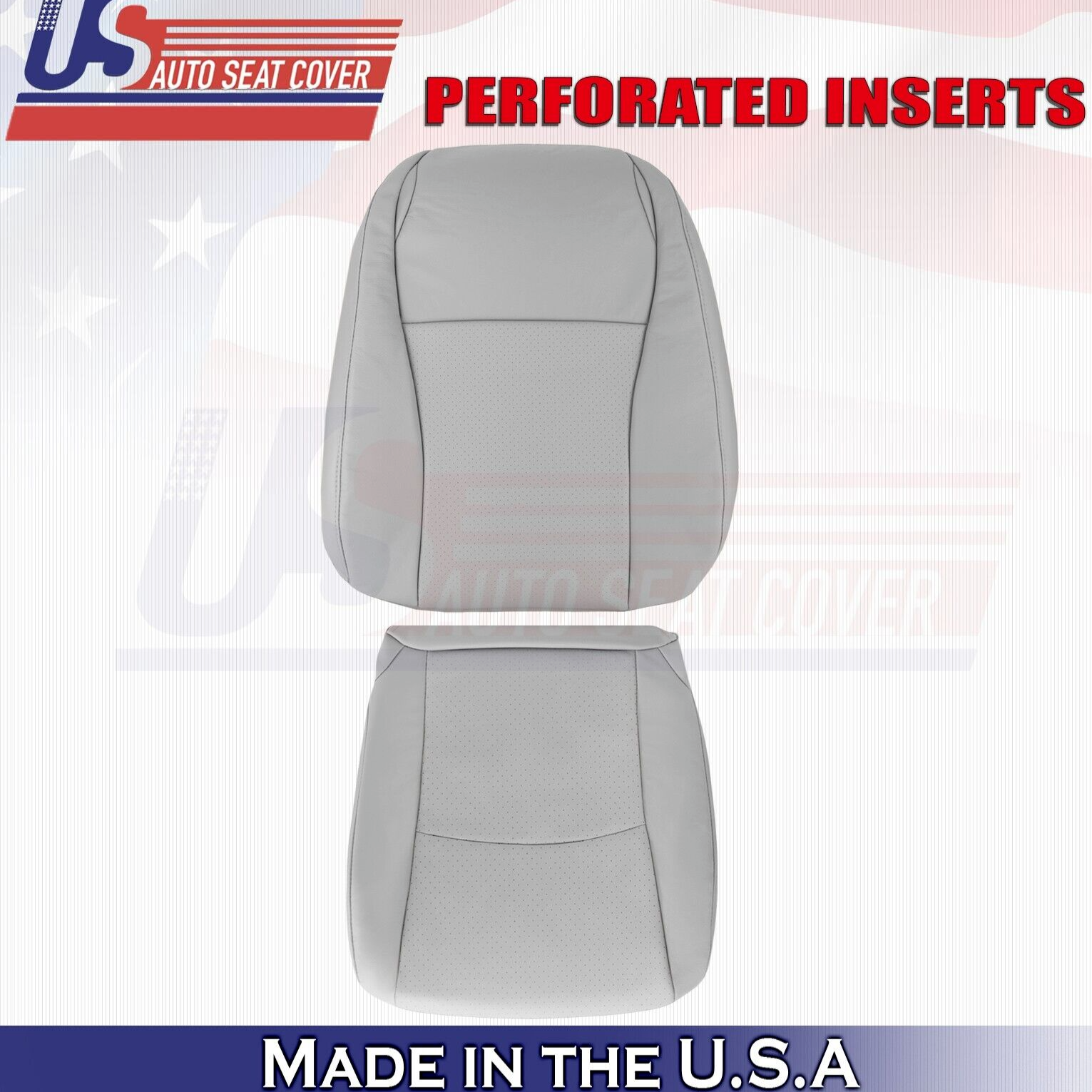 2010 2011 For Toyota Highlander Driver Top Bottom Perf Leather Seat Covers Gray