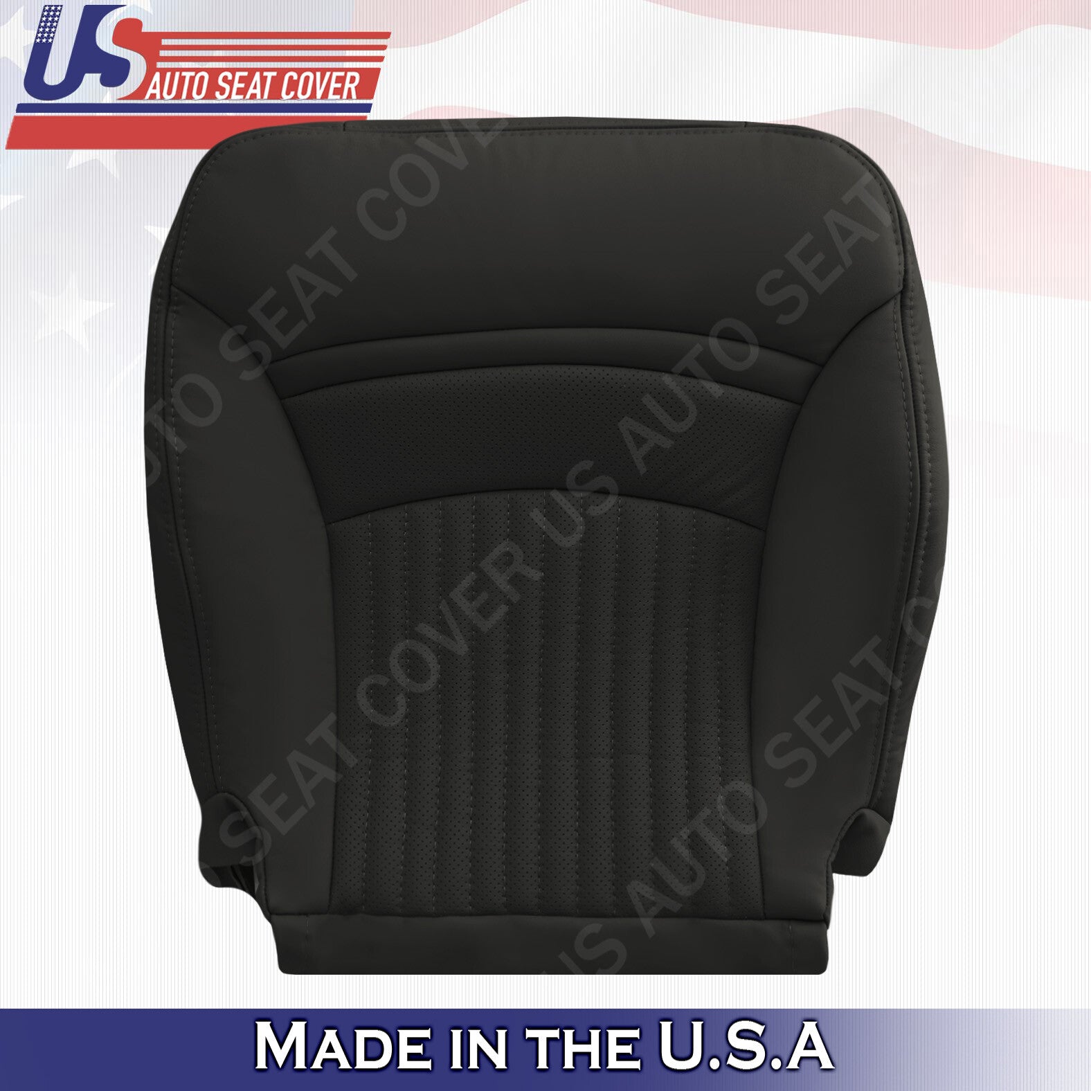 1997 -2004 Chevy Corvette Perforated Bottoms Leather Seat Cover Black