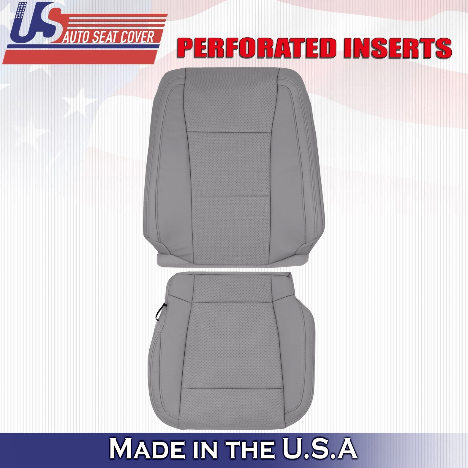 2015 2016 2017 Fits Ford F150 Lariat Driver Top & Bottom Leather Covers Gray