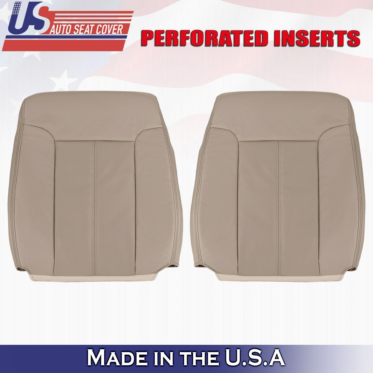2011 2012 For Ford F250 F350 Lariat Driver Passenger Top Leather Seat Covers Tan