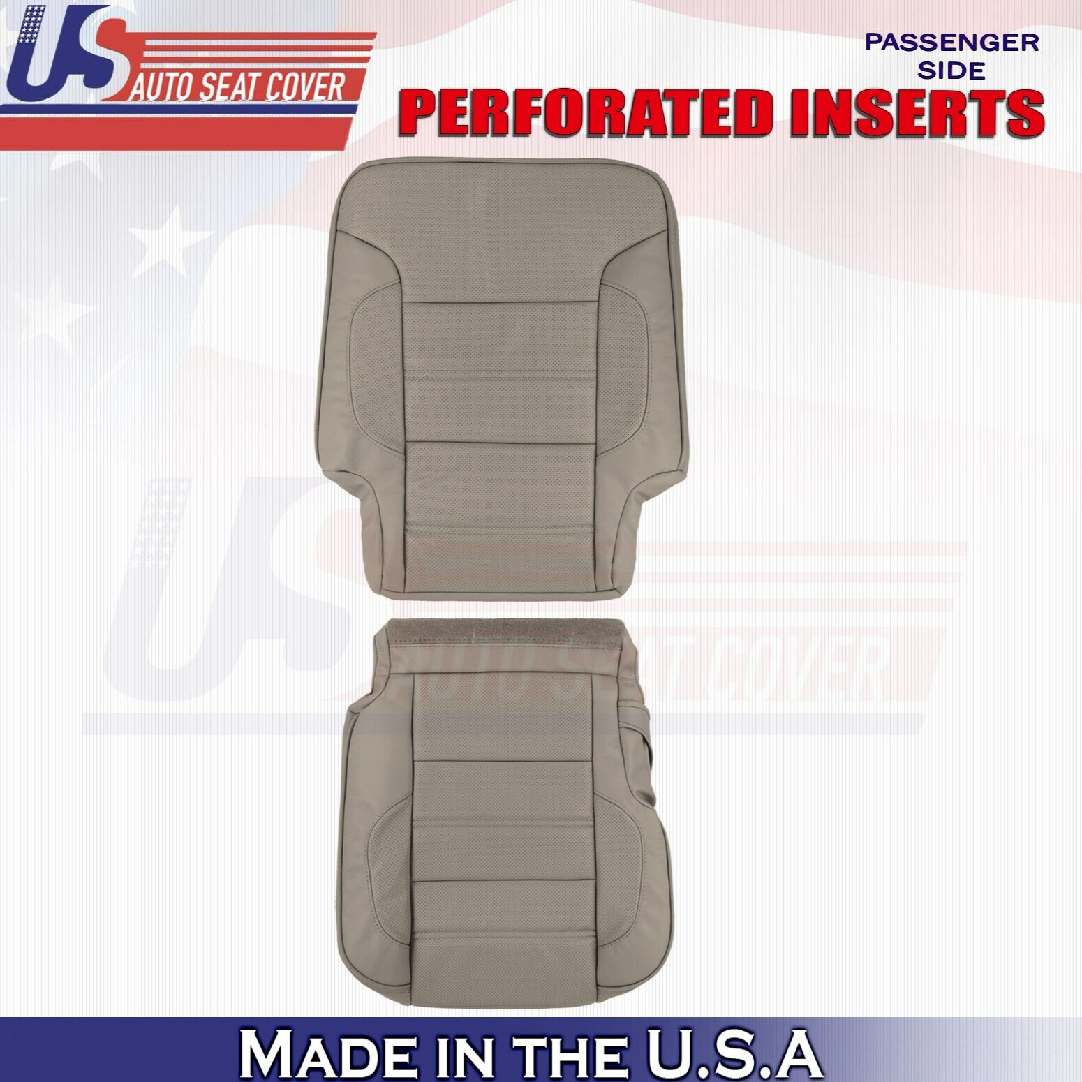 2016 For GMC Sierra Denali Rear Passenger Top & Bottom Leather Seat Covers Tan