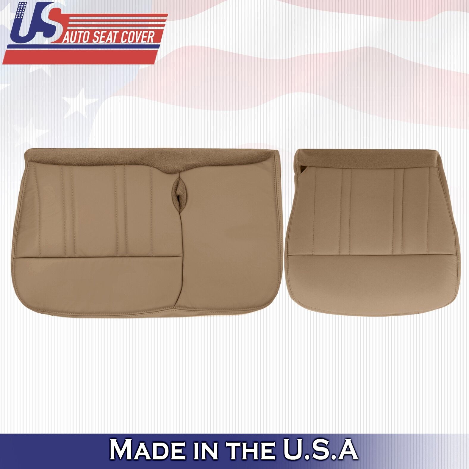 1998 For Ford F150 Lariat XLT Driver & Passenger Bottom Leather Seat Covers Tan