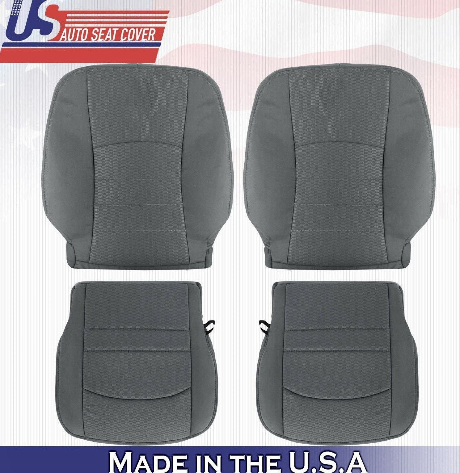 2013 to 2018 For Dodge Ram 5500 SLT 2x Top & 2x Bottom Cloth Seat Covers Gray