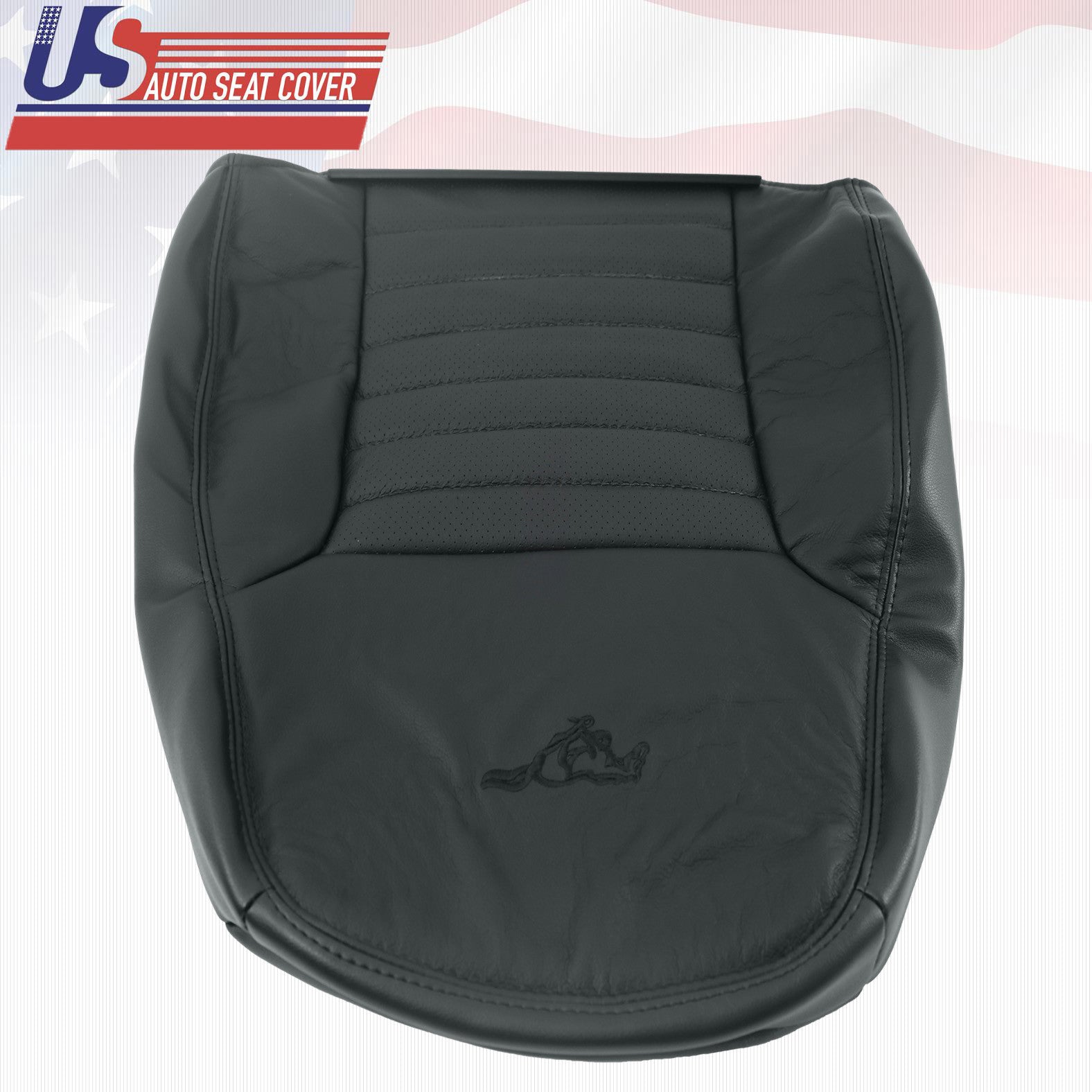2003 2004 Ford Mustang GT Coupe Driver Lean Back Perforated Leather Cover Black