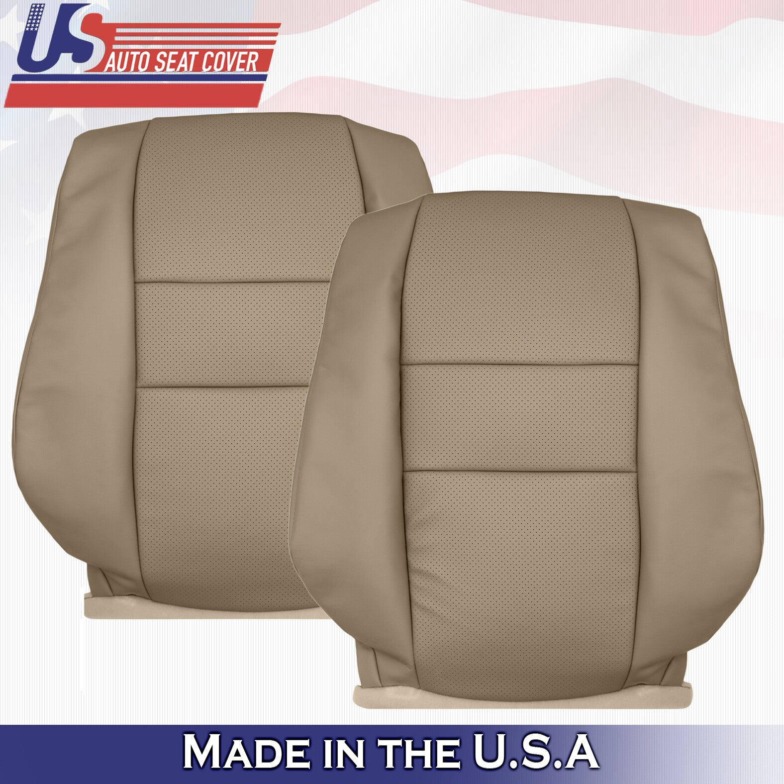 Front Driver & Passenger Tops Leather Cover Tan 2005 2006 2007 2008 For Acura RL