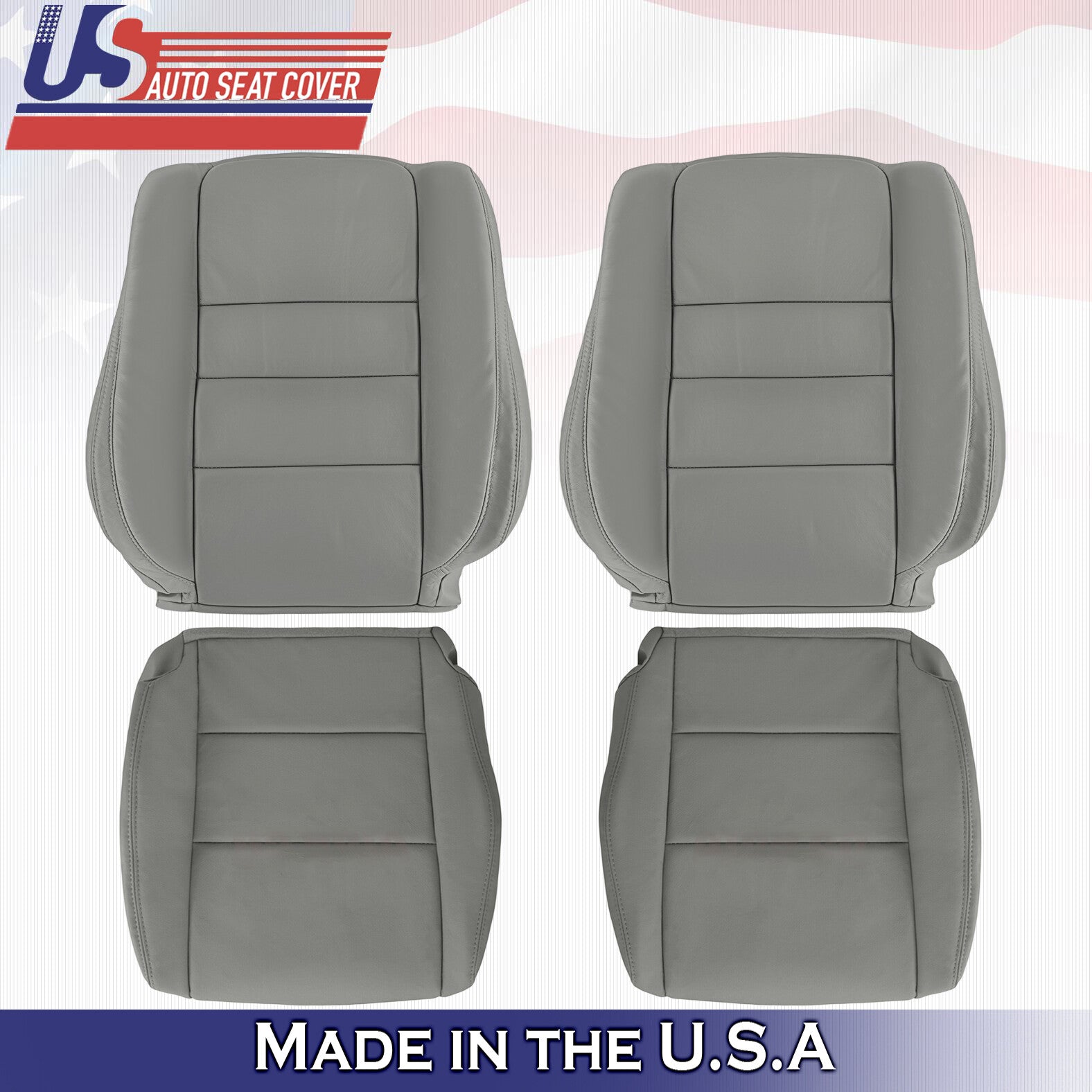 2008 to 2012 For Honda Accord Sedan 2x Top & 2x Bottom Leather Seat Covers Gray