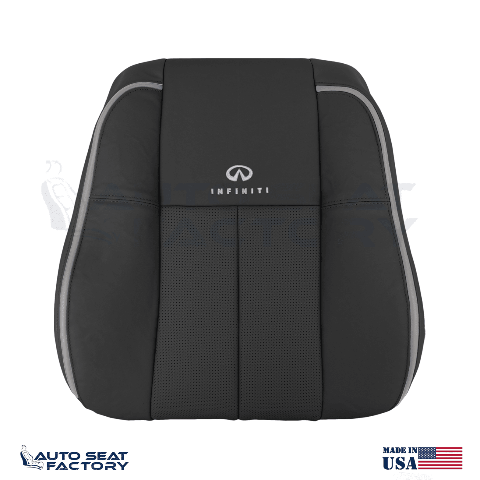 Fits 2006 -2010 Infiniti M45 M35 PASSENGER Top Black Leather Seat Cover, Perf.