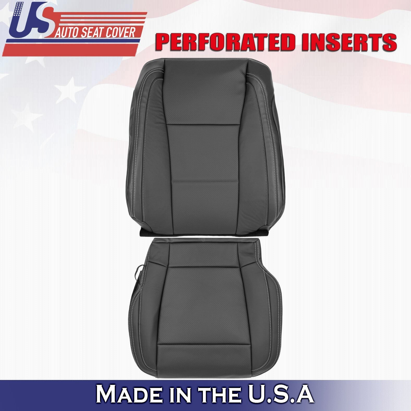 2015 2016 2017 Fits Ford F150 Lariat Driver Top&Bottom Leather Seat Covers Black