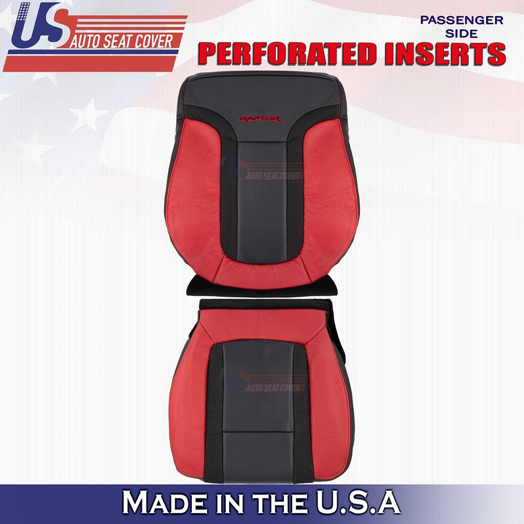 Passenger Top & Bottom Seat Cover Black/Red For 2014 Ford F150 Raptor