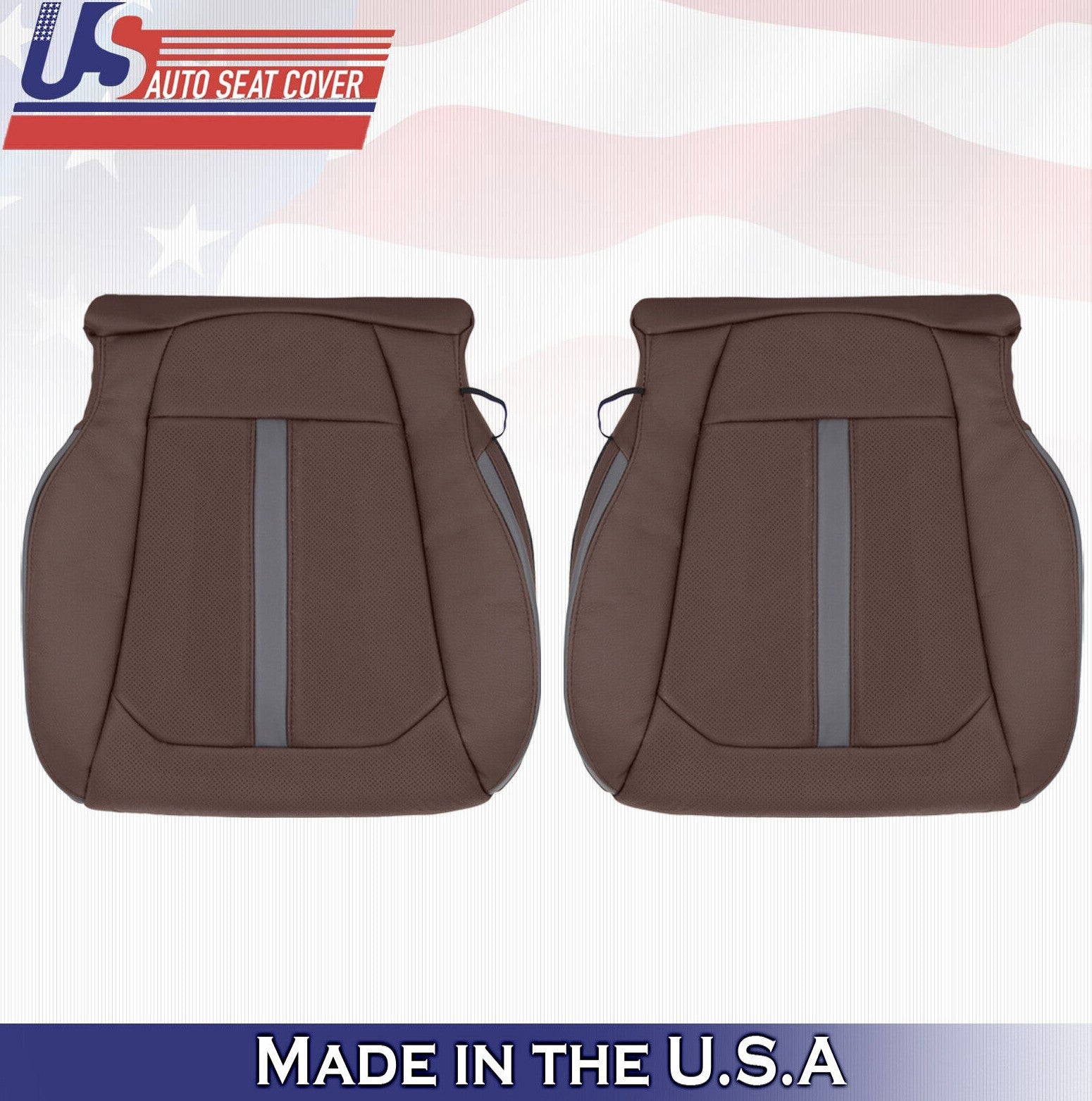 2018 For Ford F150 Platinum Driver & Passenger Bottom Leather Seat Covers Brown