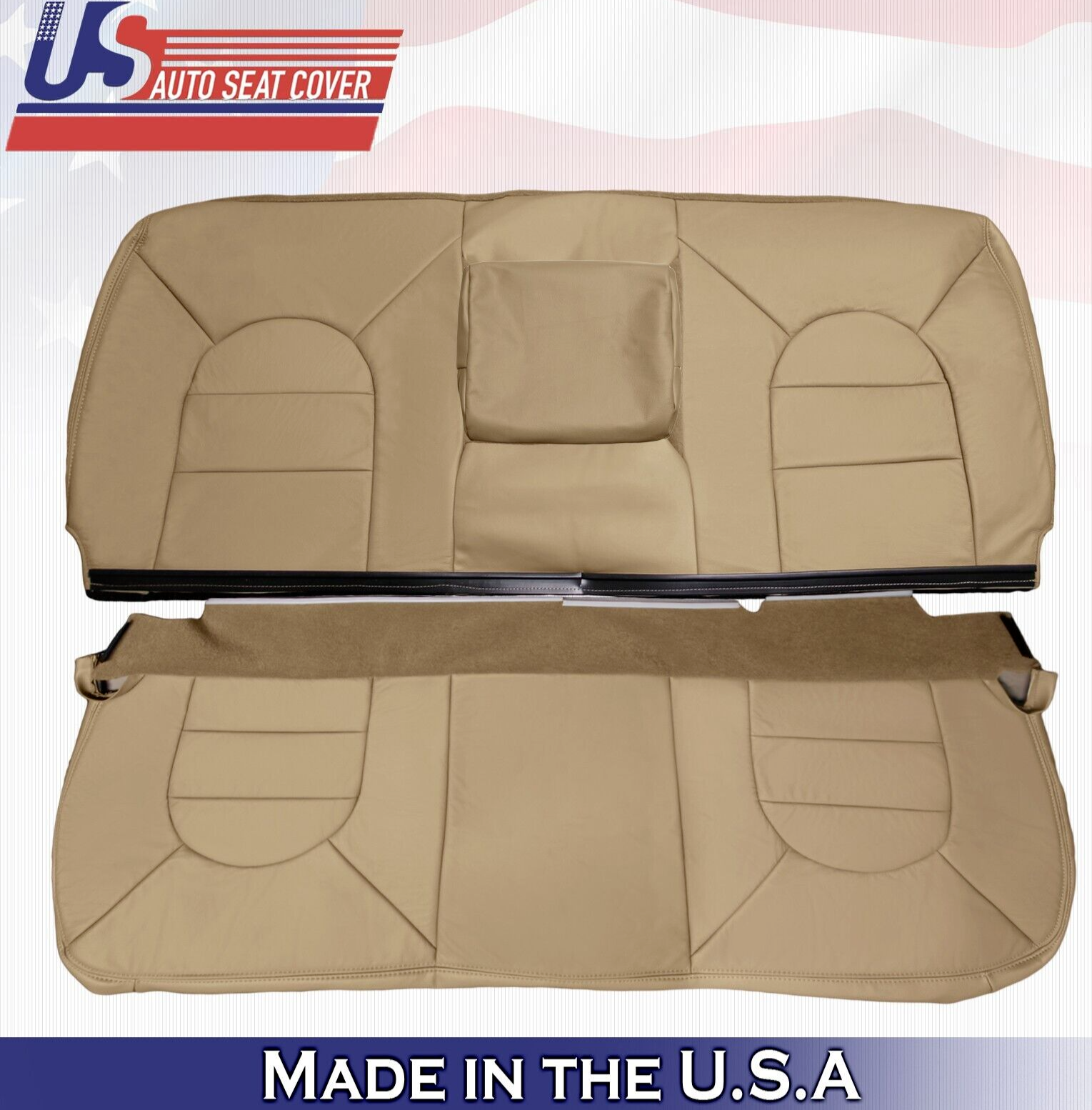 2000 For Ford F450 F550 Lariat Rear Bench Top & Bottom Leather Seat Covers Tan