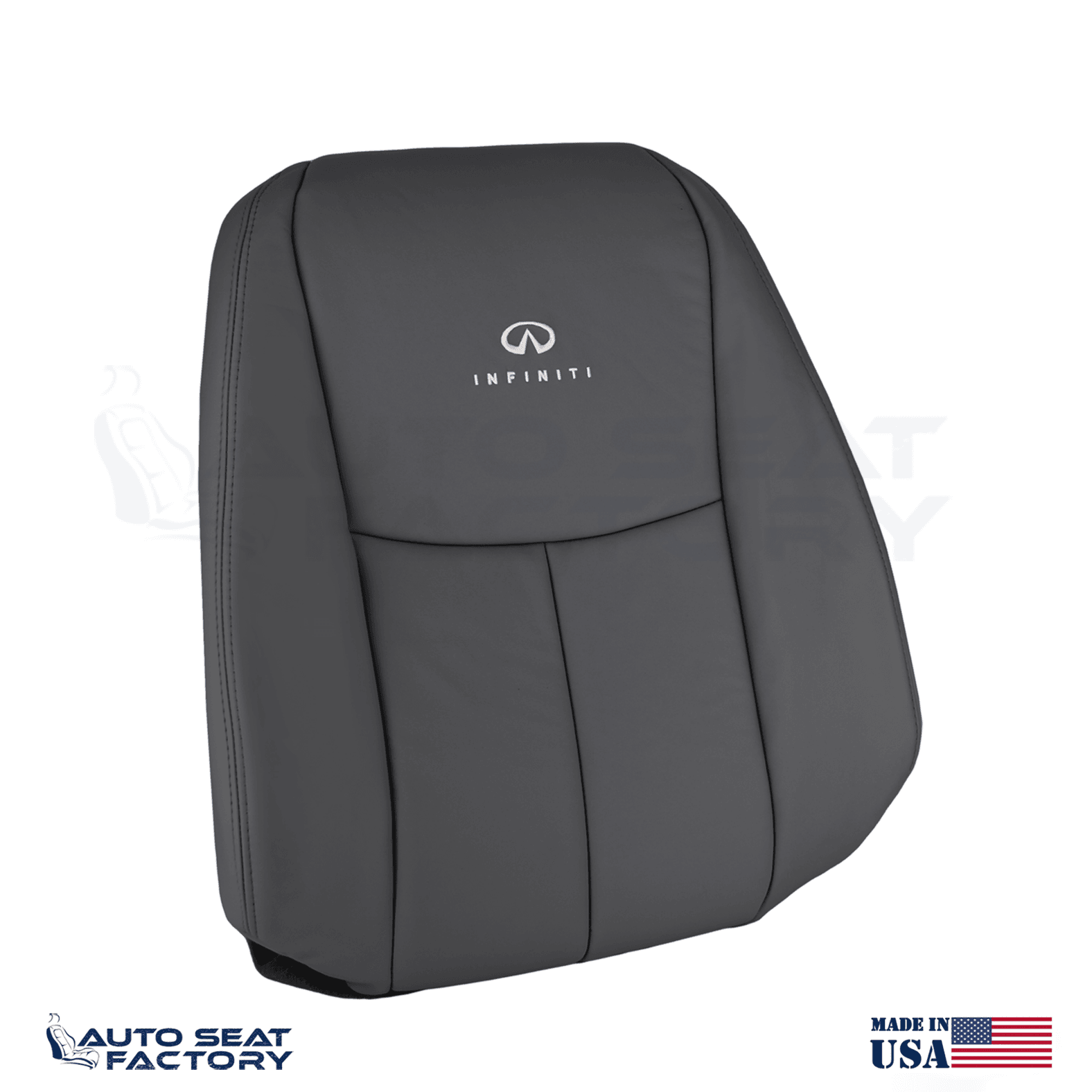 2014 - 2020 Fits Infiniti Q50 PASSENGER Top Black Vinyl SOLID Seat Cover