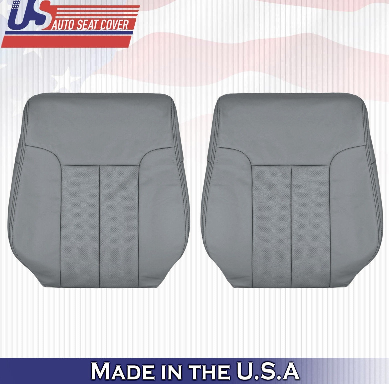 2012 For Ford F150 Driver & Passenger Top Perforated Leather Seat Covers Gray