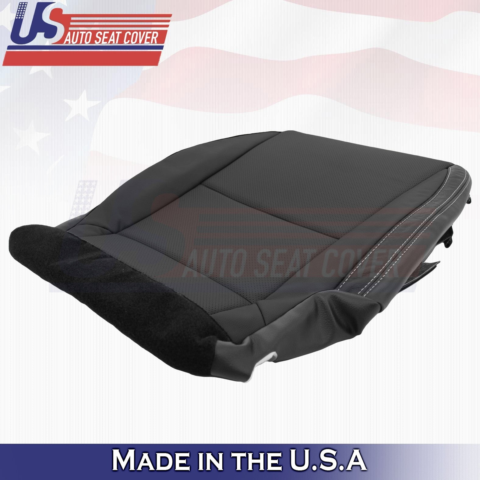 2010-2015 For Chevy Camaro Driver &Passenger Bottoms-Tops Leather Cover Black