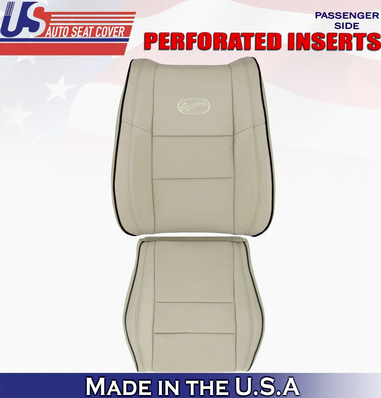 2018 For Jeep Grand Cherokee OVERLAND Passenger Top & Bottom Leather Covers Tan