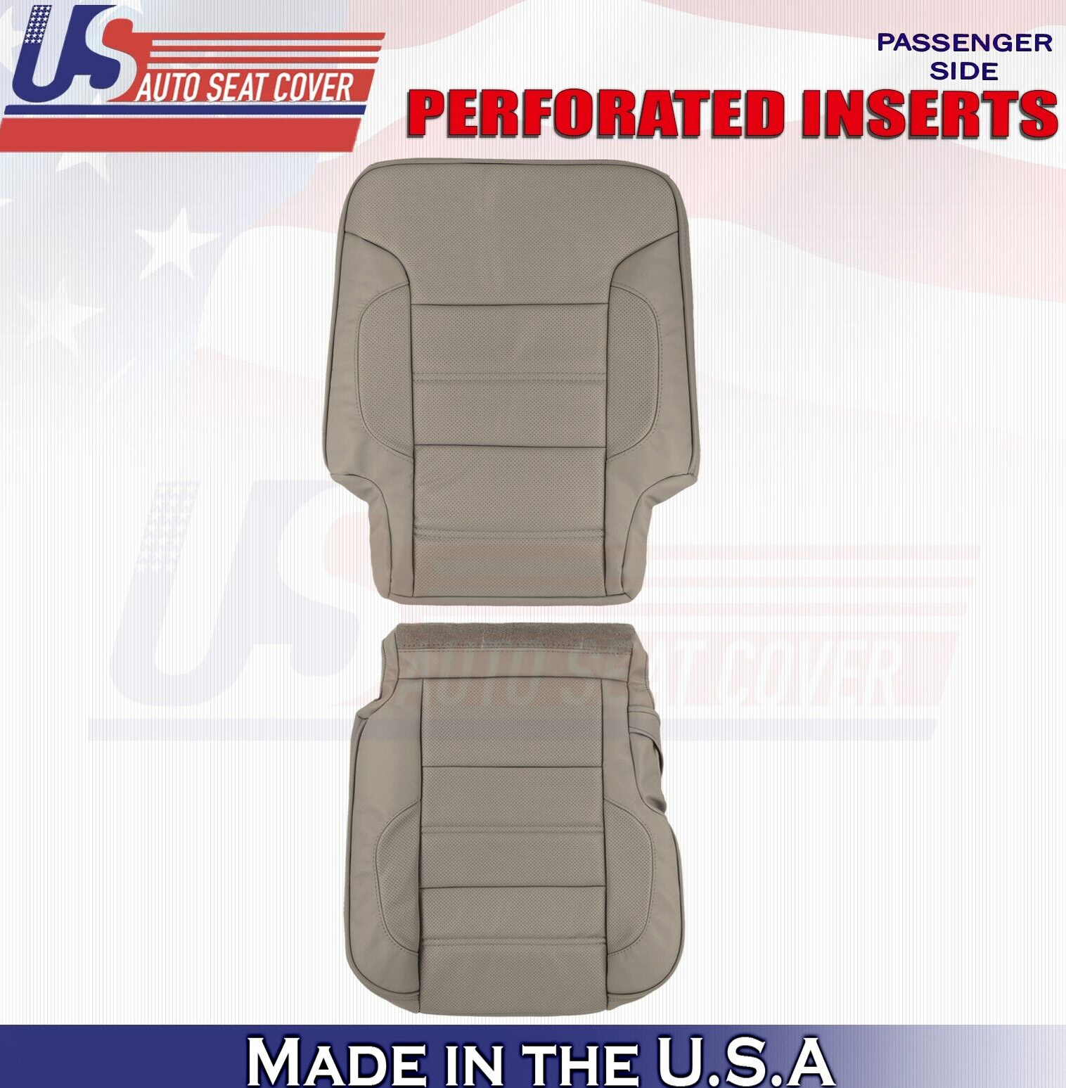2018 For GMC Sierra Denali Rear Passenger Top & Bottom Leather Seat Covers Tan