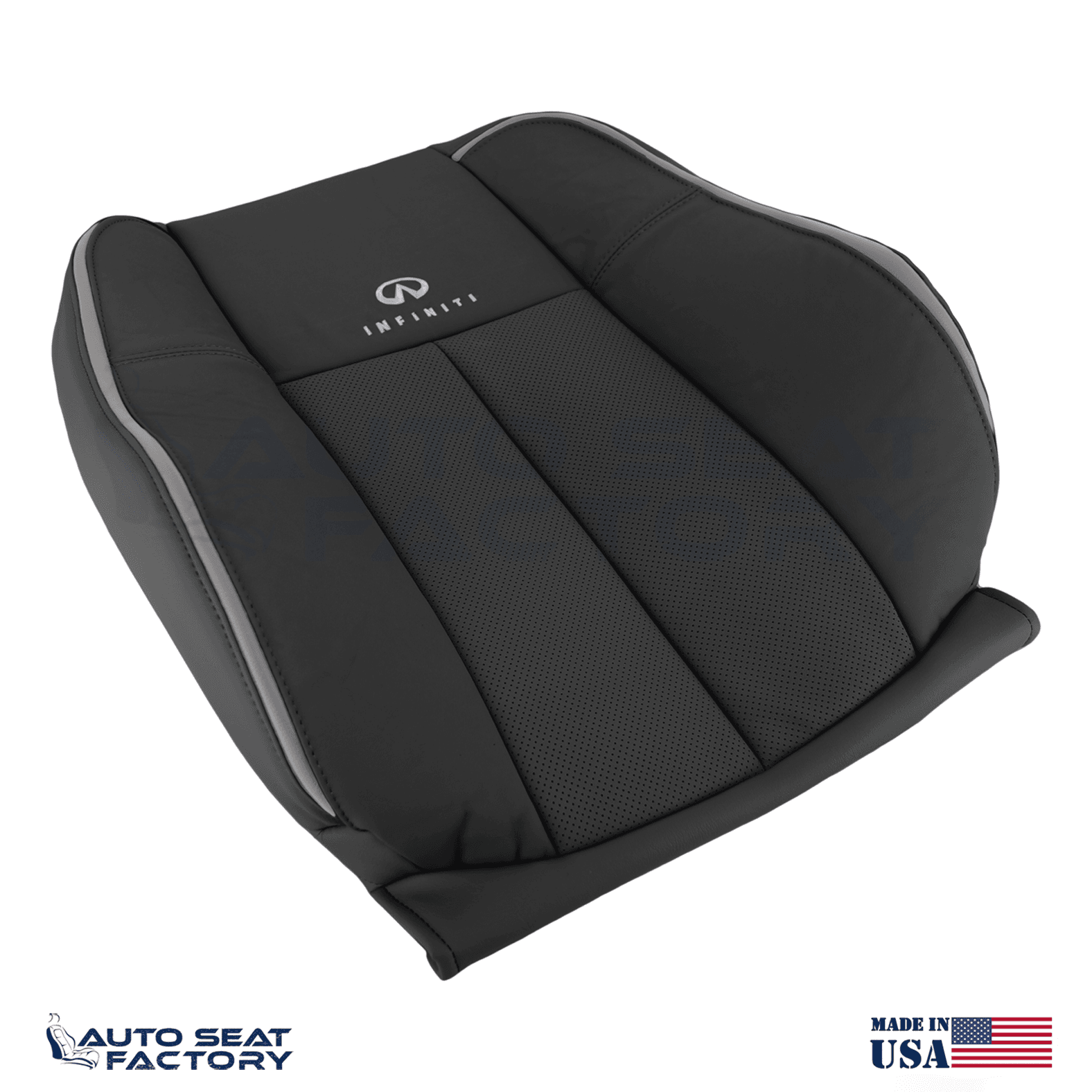 Fits 2006 -2010 Infiniti M45 M35 PASSENGER Top Black Leather Seat Cover, Perf.