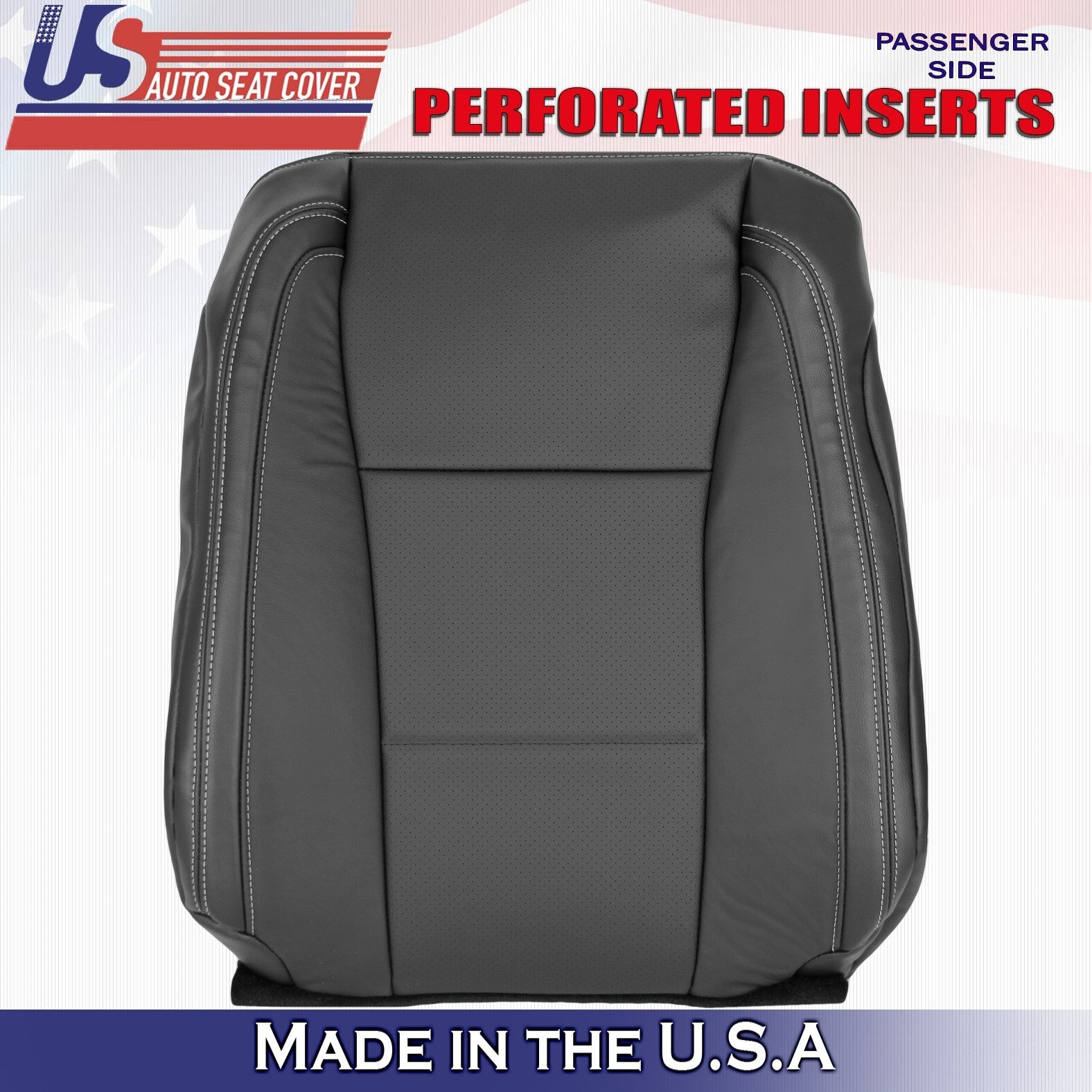 2016 For Ford F150 Lariat Driver & Passenger Top Perf Leather Seat Covers Black
