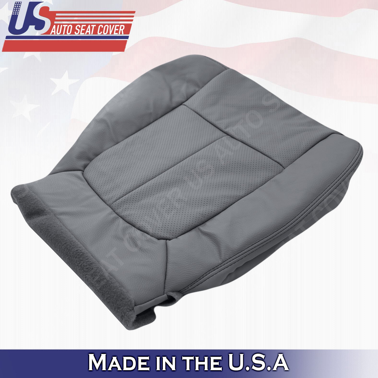 2011 to 2014 Fits Ford F150 Lariat Driver Bottom Perforated Leather Cover Gray