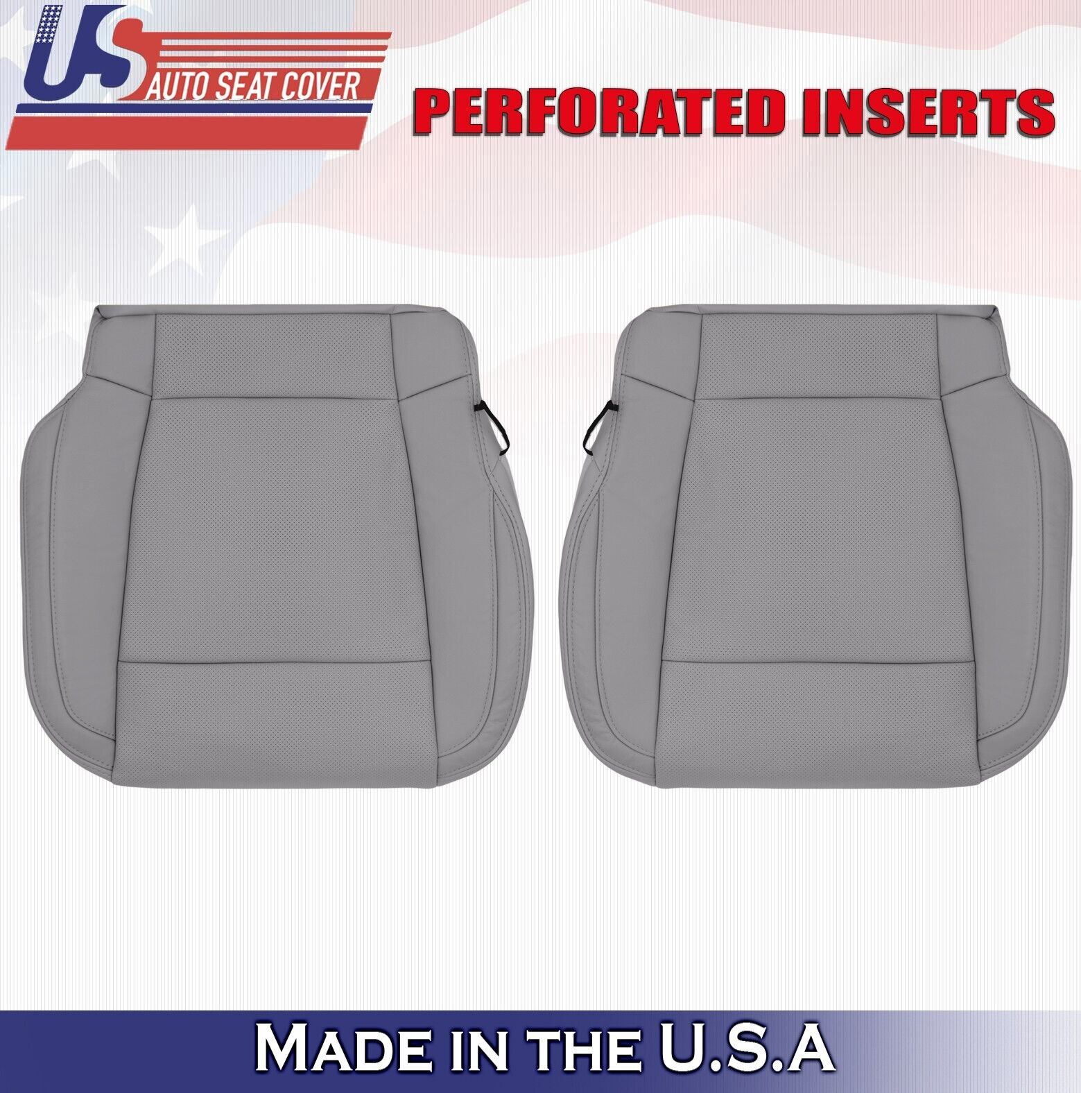 2016 For Ford F150 Lariat Driver Passenger Bottom Perf Leather Seat Covers Gray