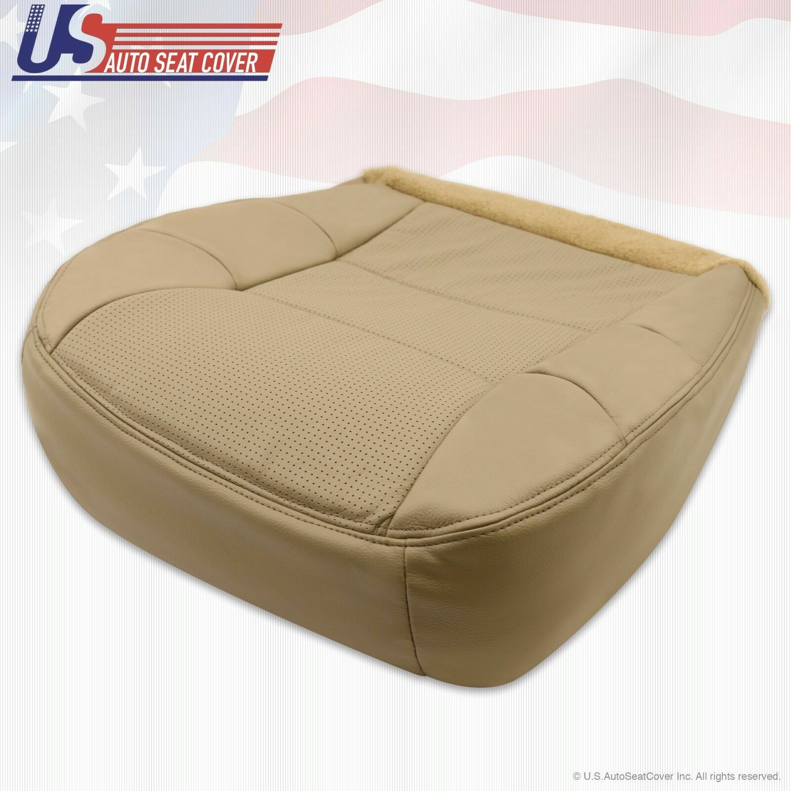 2001 Lincoln Navigator Driver Side Bottom Perforated Leather Seat Cover Tan