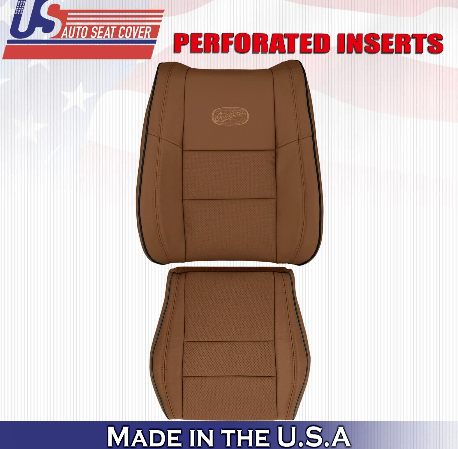 2019 For Jeep Grand Cherokee OVERLAND Driver Top & Bottom Leather Covers Brown