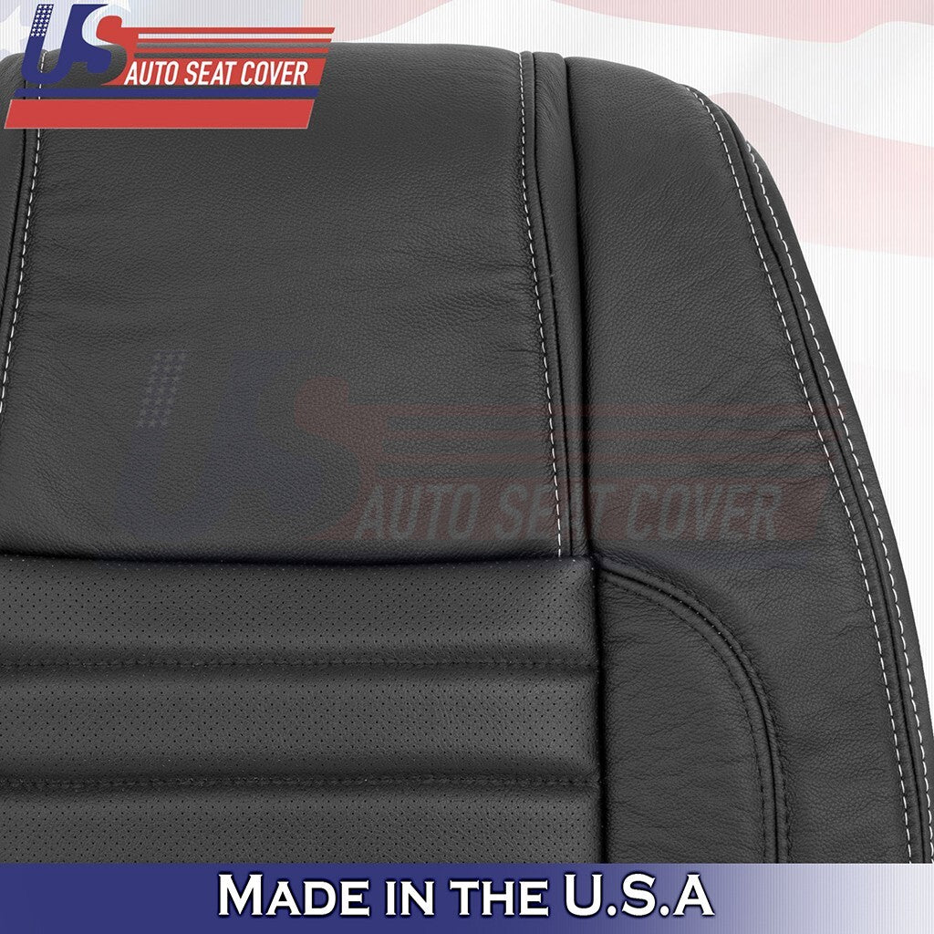 2010 to 2014 For Ford Mustang GT Driver& Passenger Tops Leather Perf Cover BLK