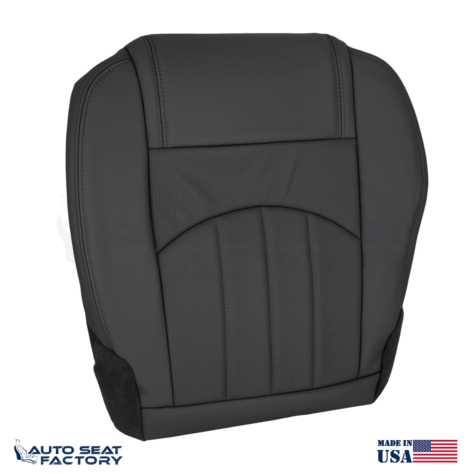 Fits 2013 - 2017 GMC Acadia Perforated Driver Bottom Black Vinyl Seat Cover